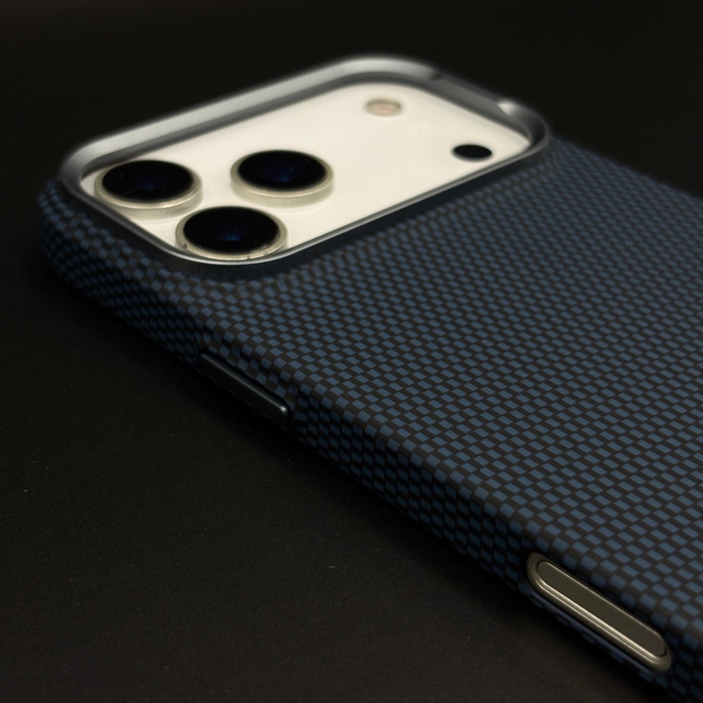 Midnight Navy Carbon Fibre Feel Hidden MagSafe Mobile Case Cover for iPhone 17 Series | Slim Protective
