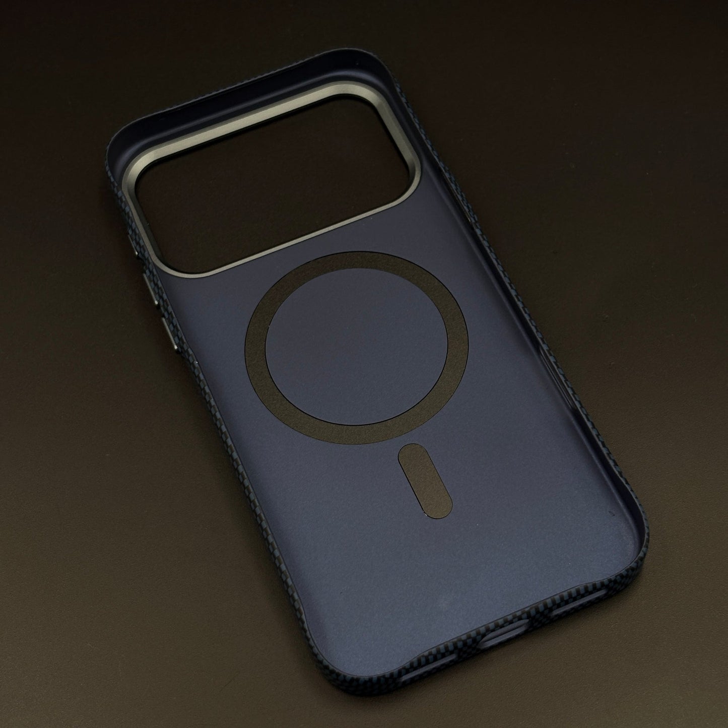 Midnight Navy Carbon Fibre Feel Hidden MagSafe Mobile Case Cover for iPhone 17 Series | Slim Protective