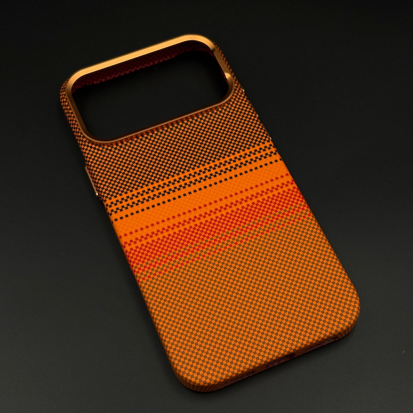Burnt Orange Carbon Fibre Feel Hidden MagSafe Mobile Case Cover for iPhone 17 Series | Slim Protective Shell
