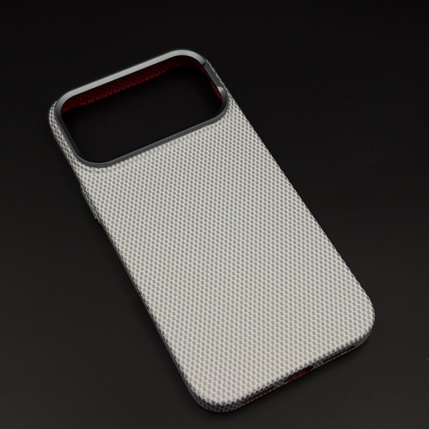 Pearl White Carbon Fibre Feel Hidden MagSafe Mobile Case Cover for iPhone 17 Series | Slim Protective Shell