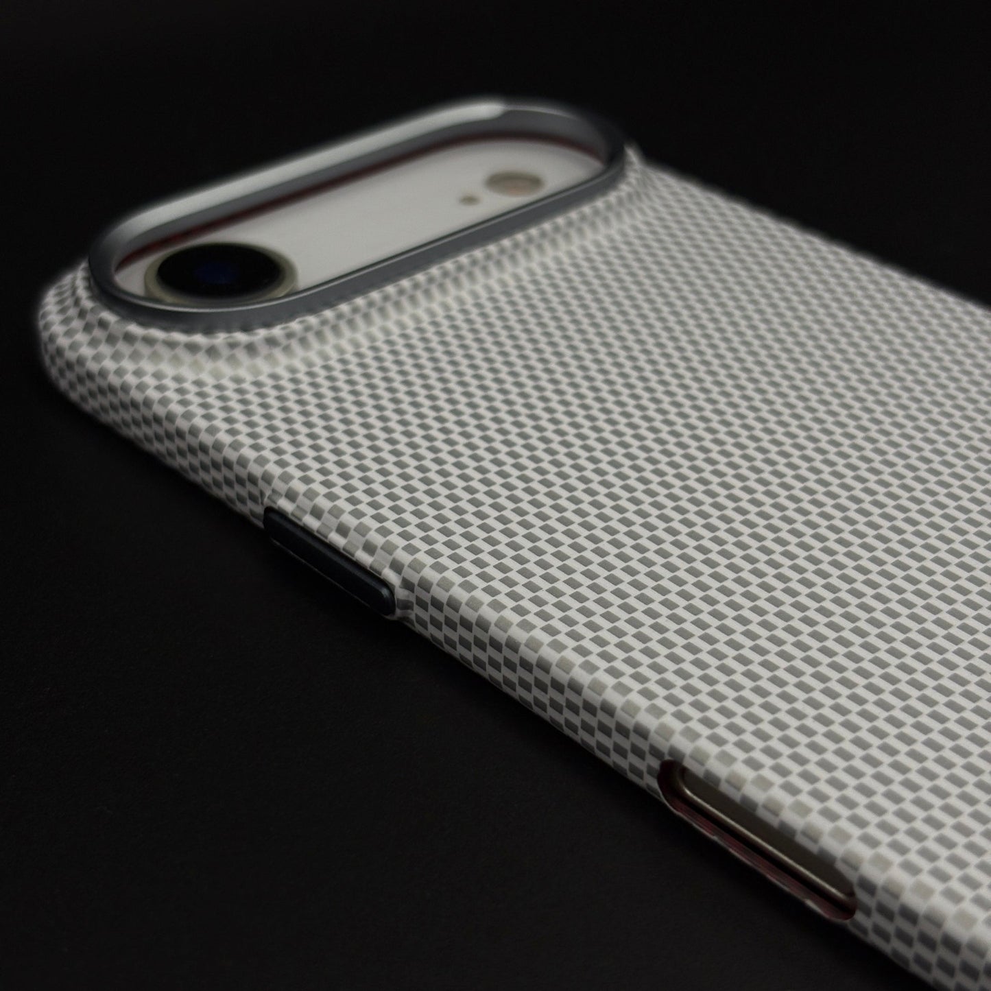 Pearl White Carbon Fibre Feel Hidden MagSafe Mobile Case Cover for iPhone 17 Air | Slim Protective Shell
