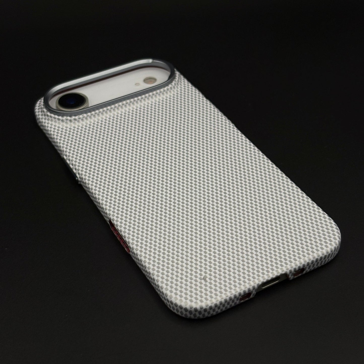 Pearl White Carbon Fibre Feel Hidden MagSafe Mobile Case Cover for iPhone 17 Air | Slim Protective Shell