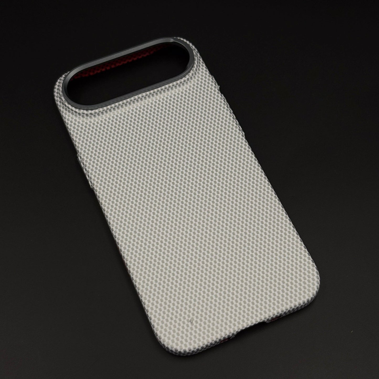 Pearl White Carbon Fibre Feel Hidden MagSafe Mobile Case Cover for iPhone 17 Air | Slim Protective Shell