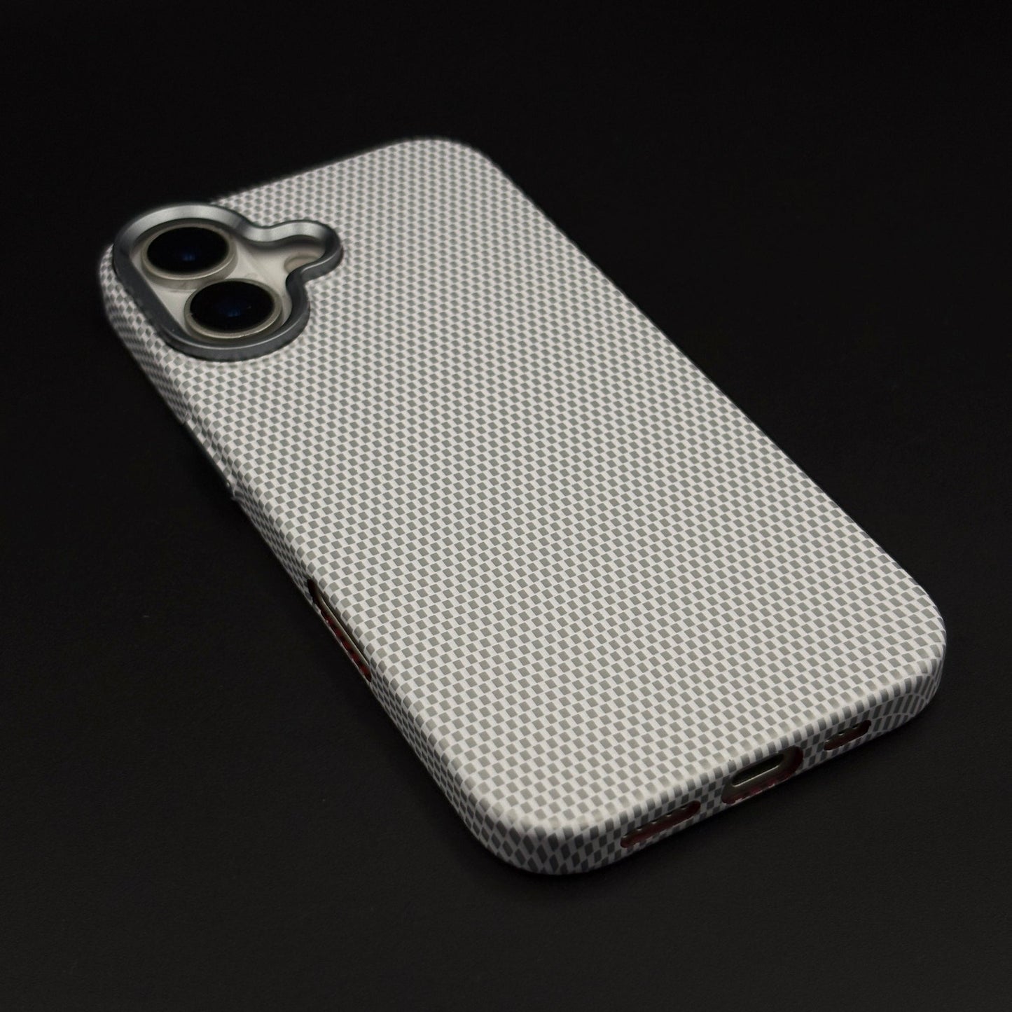 Pearl White Carbon Fibre Feel Hidden MagSafe Mobile Case Cover for iPhone 17 | Slim Protective Shell