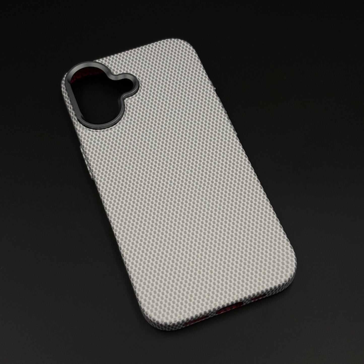 Pearl White Carbon Fibre Feel Hidden MagSafe Mobile Case Cover for iPhone 17 | Slim Protective Shell