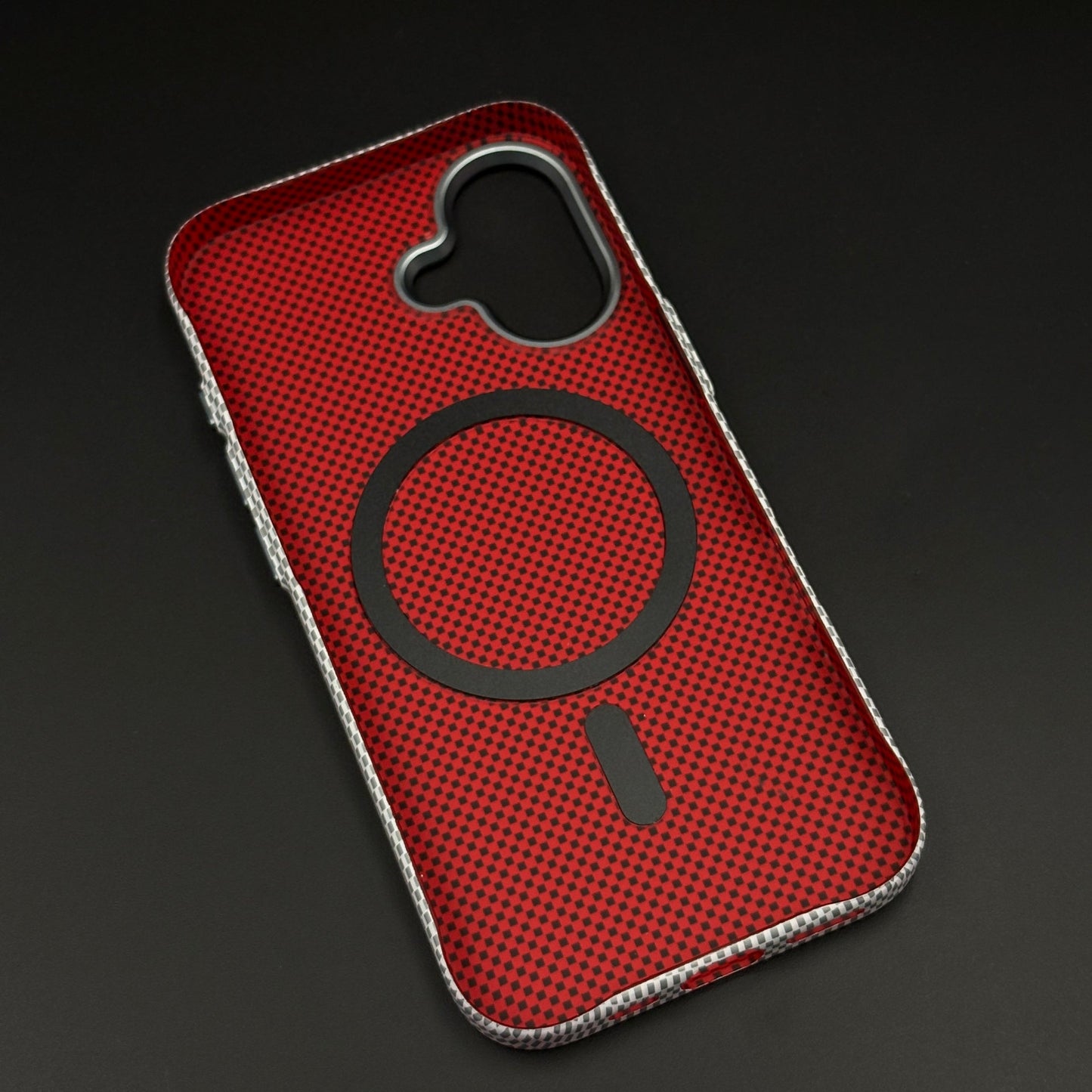 Pearl White Carbon Fibre Feel Hidden MagSafe Mobile Case Cover for iPhone 17 | Slim Protective Shell