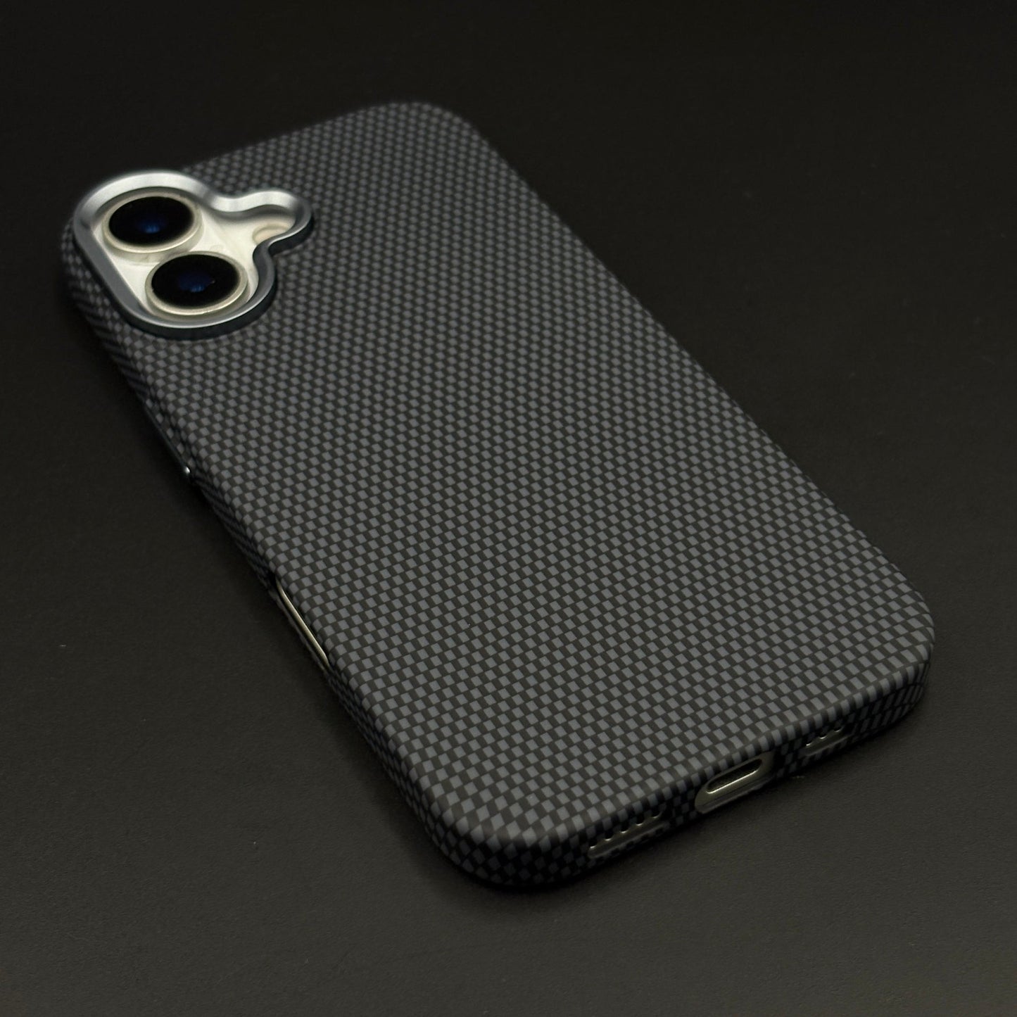 UltraLite Black Case Slim Mobile Case Cover for iPhone 16 Series | Rare Aramid Texture Finish | Real Carbon Fibre Feel | Hidden MagSafe