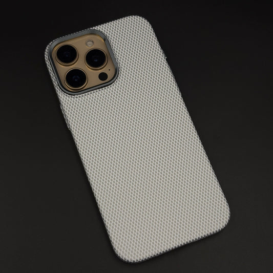 Pearl White Carbon Fibre Feel Hidden MagSafe Mobile Case Cover for iPhone 16 Series | Slim Protective Shell