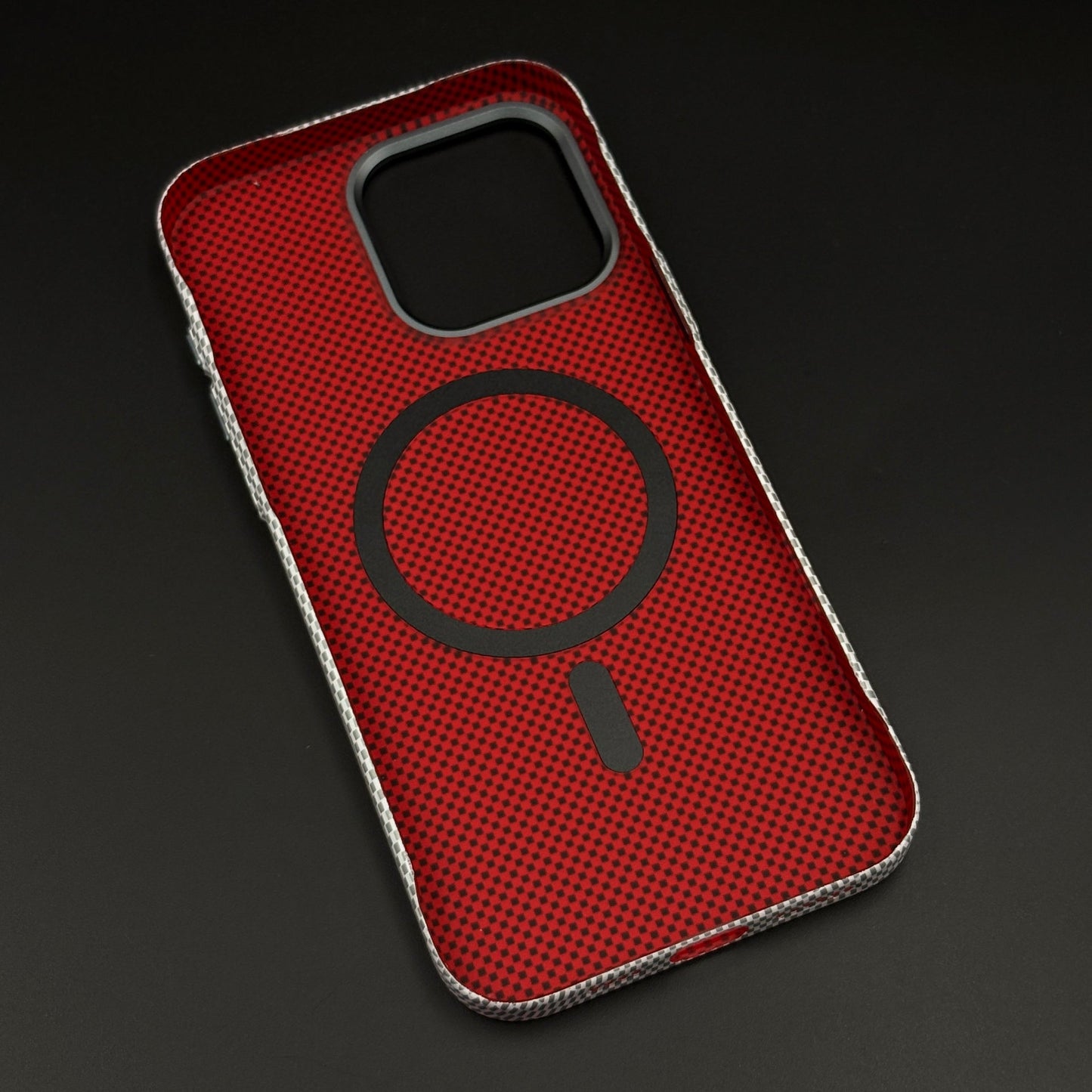 Pearl White Carbon Fibre Feel Hidden MagSafe Mobile Case Cover for iPhone 16 Series | Slim Protective Shell