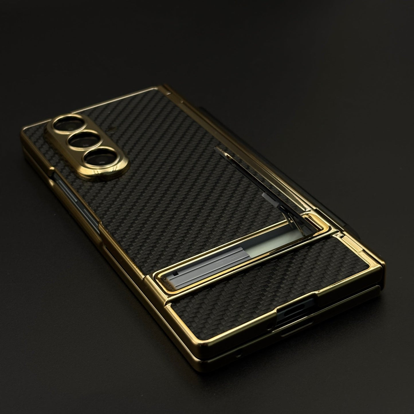 Gold Chrome Hinge Guard Kickstand Pen Case Cover for Samsung Galaxy Z Fold 7