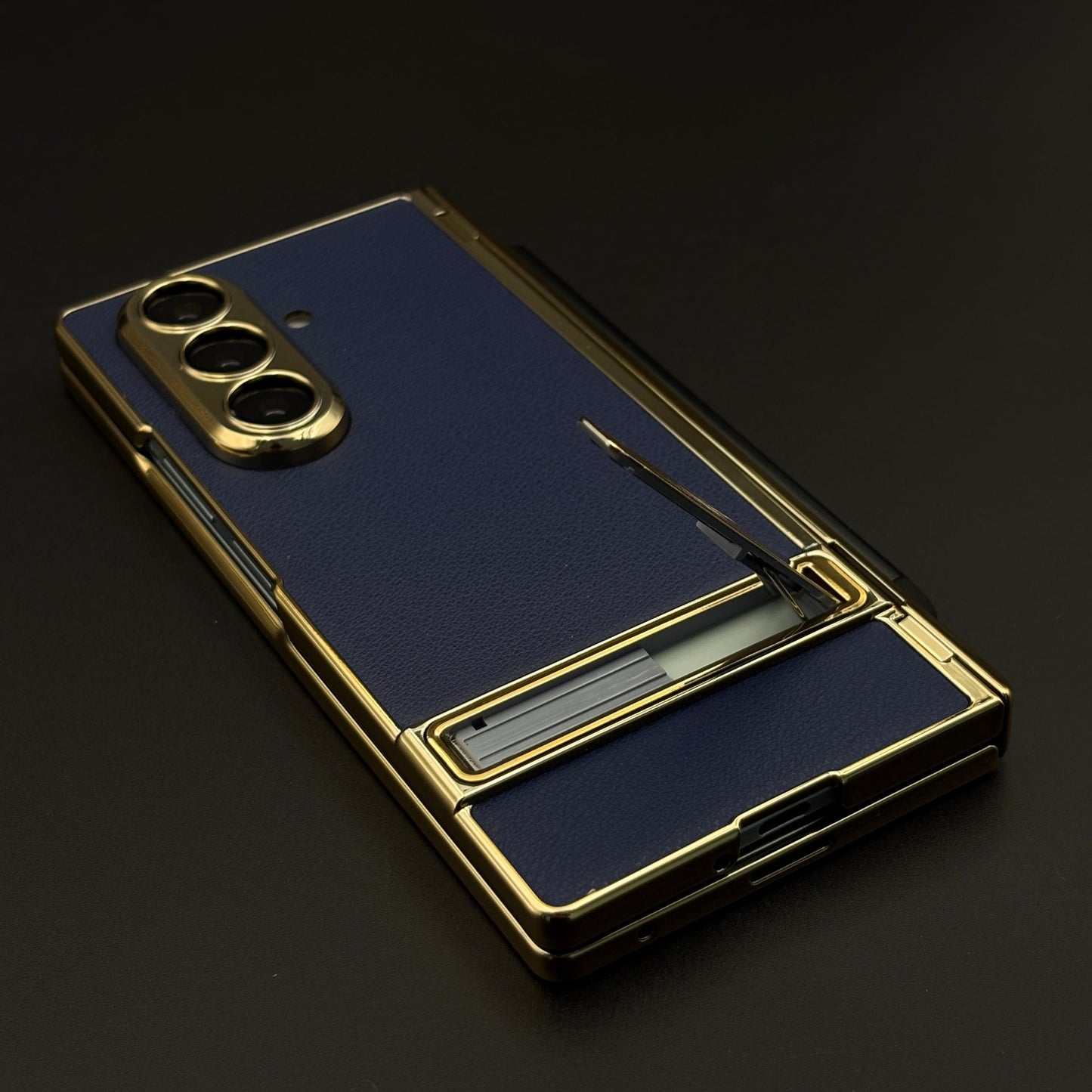 Gold Chrome Hinge Guard Kickstand Pen Case Cover for Samsung Galaxy Z Fold 7