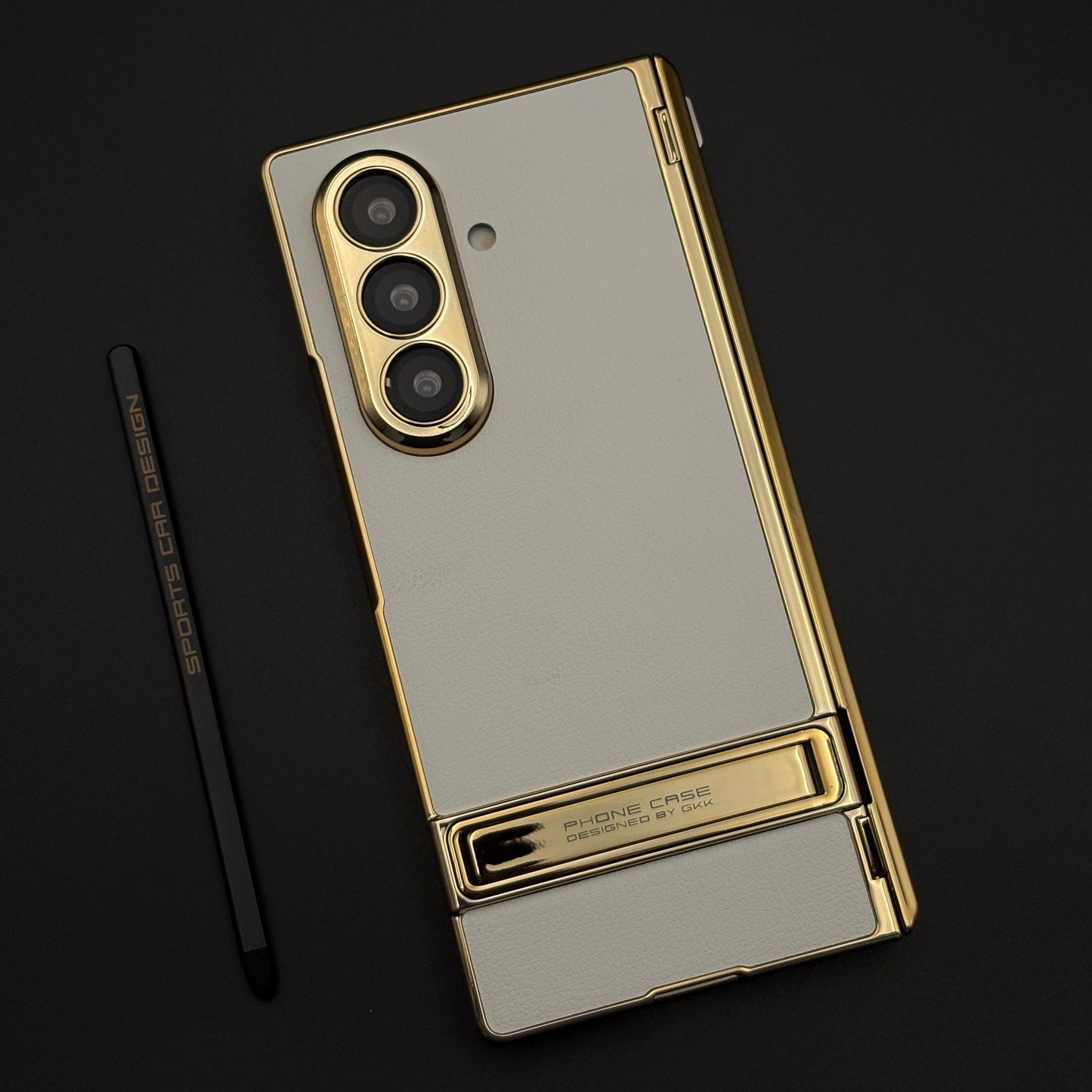 Gold Chrome Hinge Guard Kickstand Pen Case Cover for Samsung Galaxy Z Fold 7