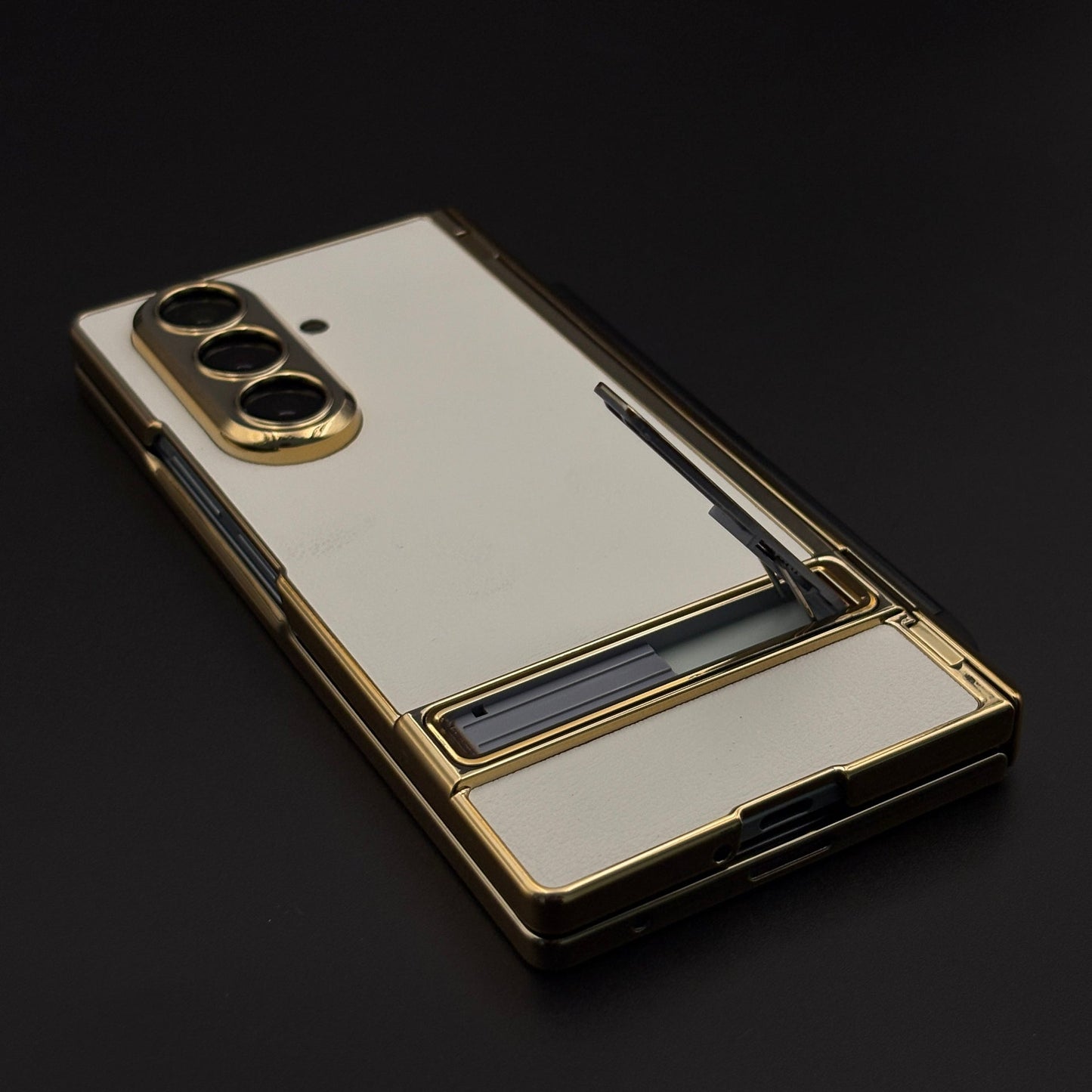 Gold Chrome Hinge Guard Kickstand Pen Case Cover for Samsung Galaxy Z Fold 7