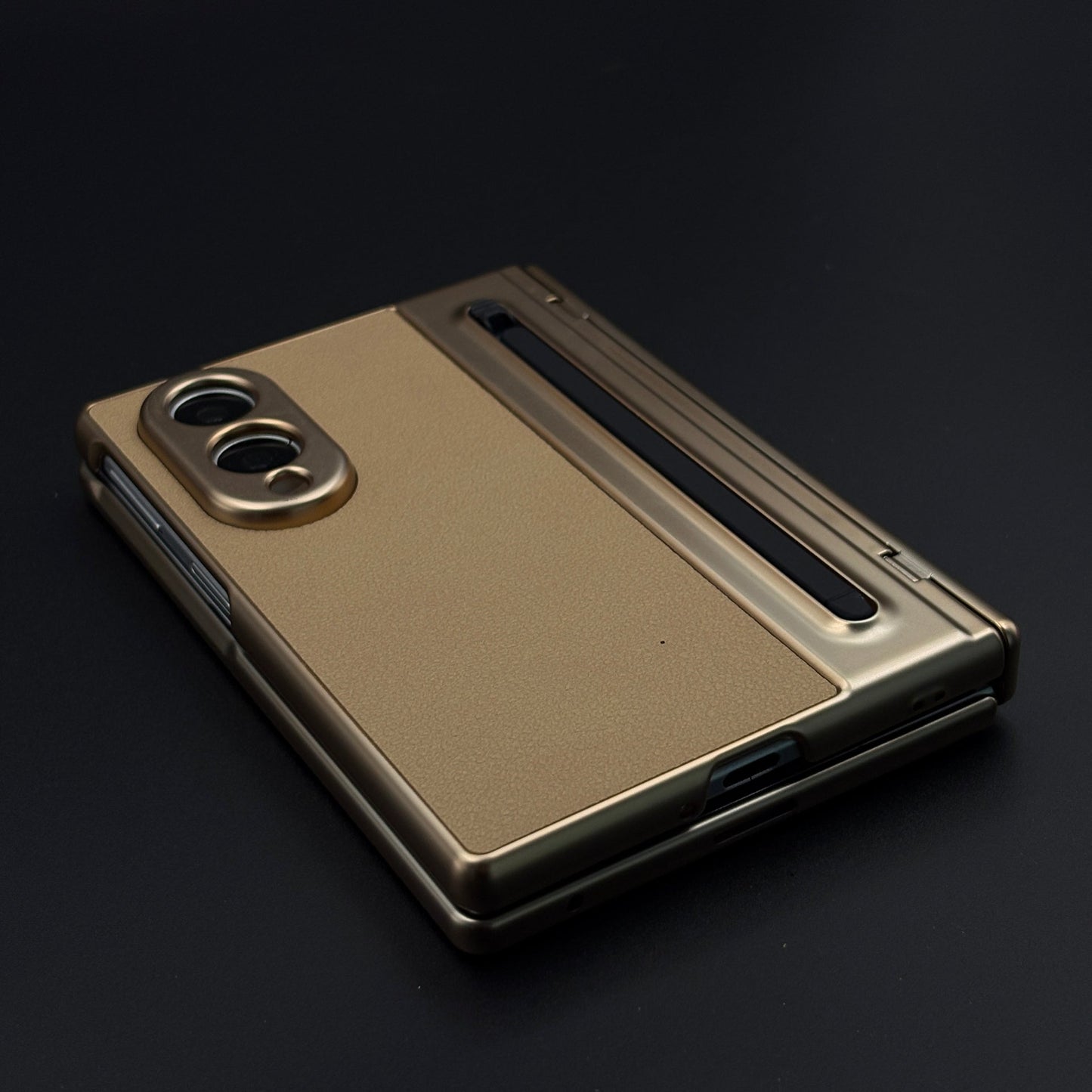 All-in-One Case | Leather Texture with Pen for Samsung Galaxy Z Fold 8 | Front Screen Protector & Side Hinge Protection