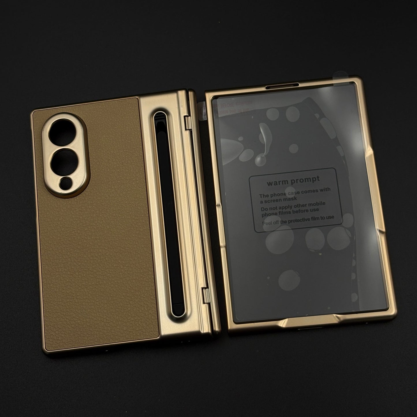 All-in-One Case | Leather Texture with Pen for Samsung Galaxy Z Fold 8 | Front Screen Protector & Side Hinge Protection