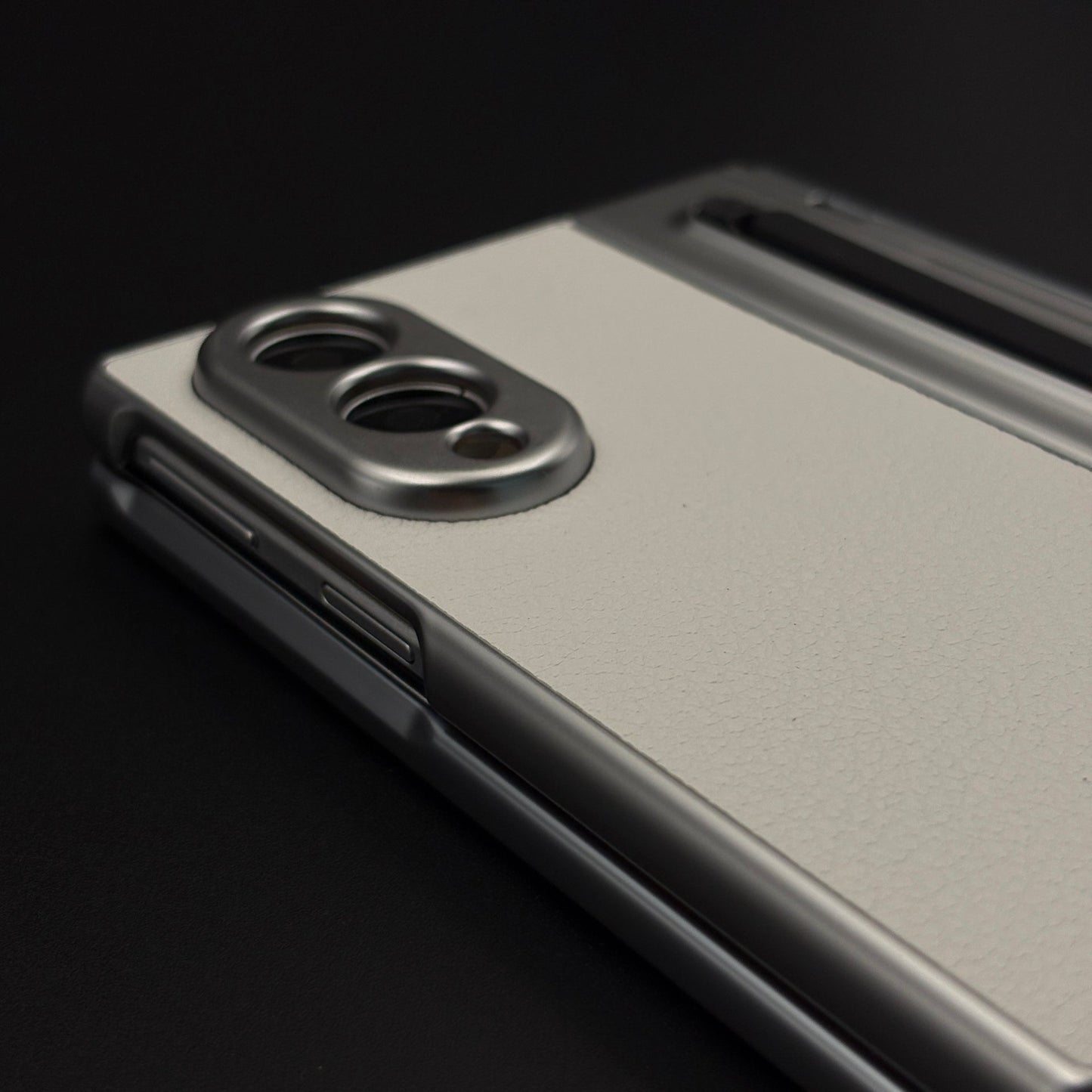 All-in-One Case | Leather Texture with Pen for Samsung Galaxy Z Fold 8 | Front Screen Protector & Side Hinge Protection