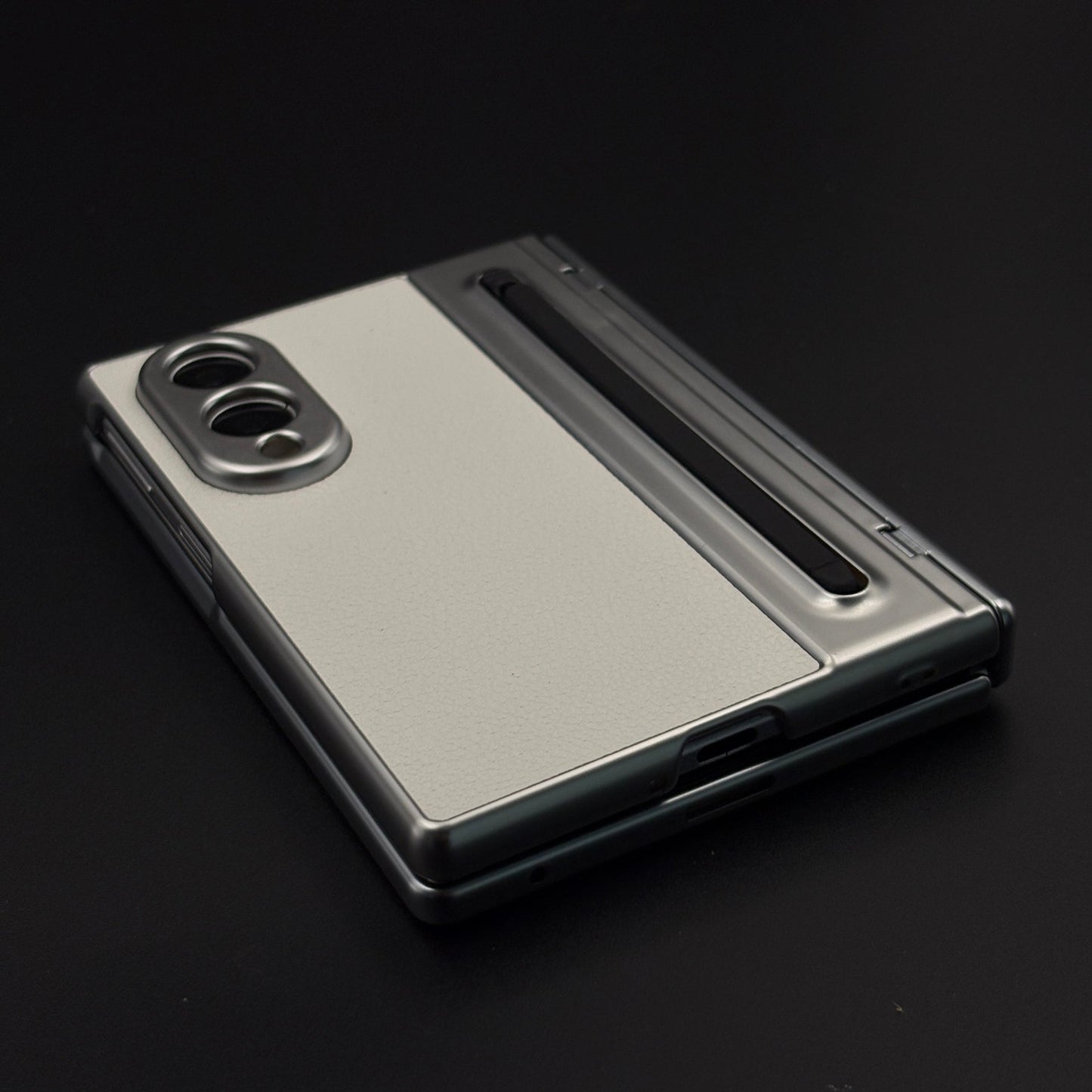 All-in-One Case | Leather Texture with Pen for Samsung Galaxy Z Fold 8 | Front Screen Protector & Side Hinge Protection