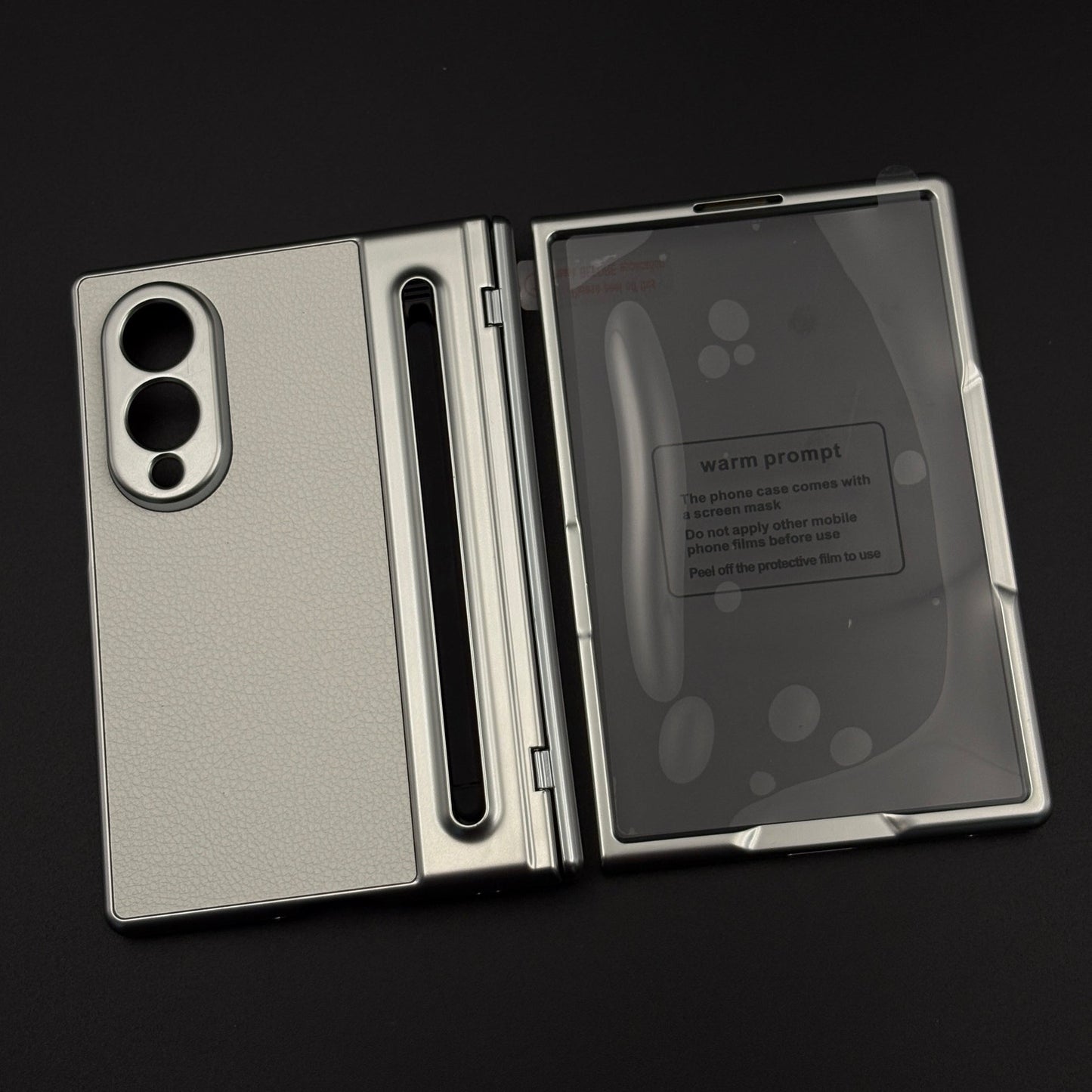 All-in-One Case | Leather Texture with Pen for Samsung Galaxy Z Fold 8 | Front Screen Protector & Side Hinge Protection