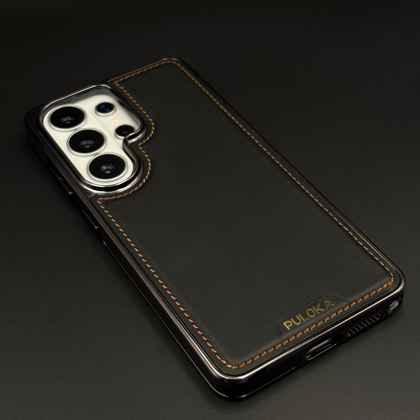 Stitch Leather Hidden MagSafe Case for Samsung Galaxy S26 Ultra | Chrome Trim Luxury
