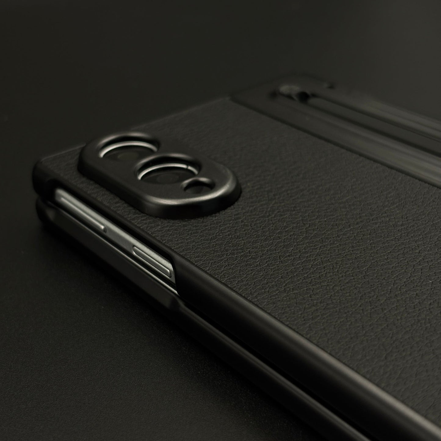 All-in-One Case | Leather Texture with Pen for Samsung Galaxy Z Fold 8 | Front Screen Protector & Side Hinge Protection