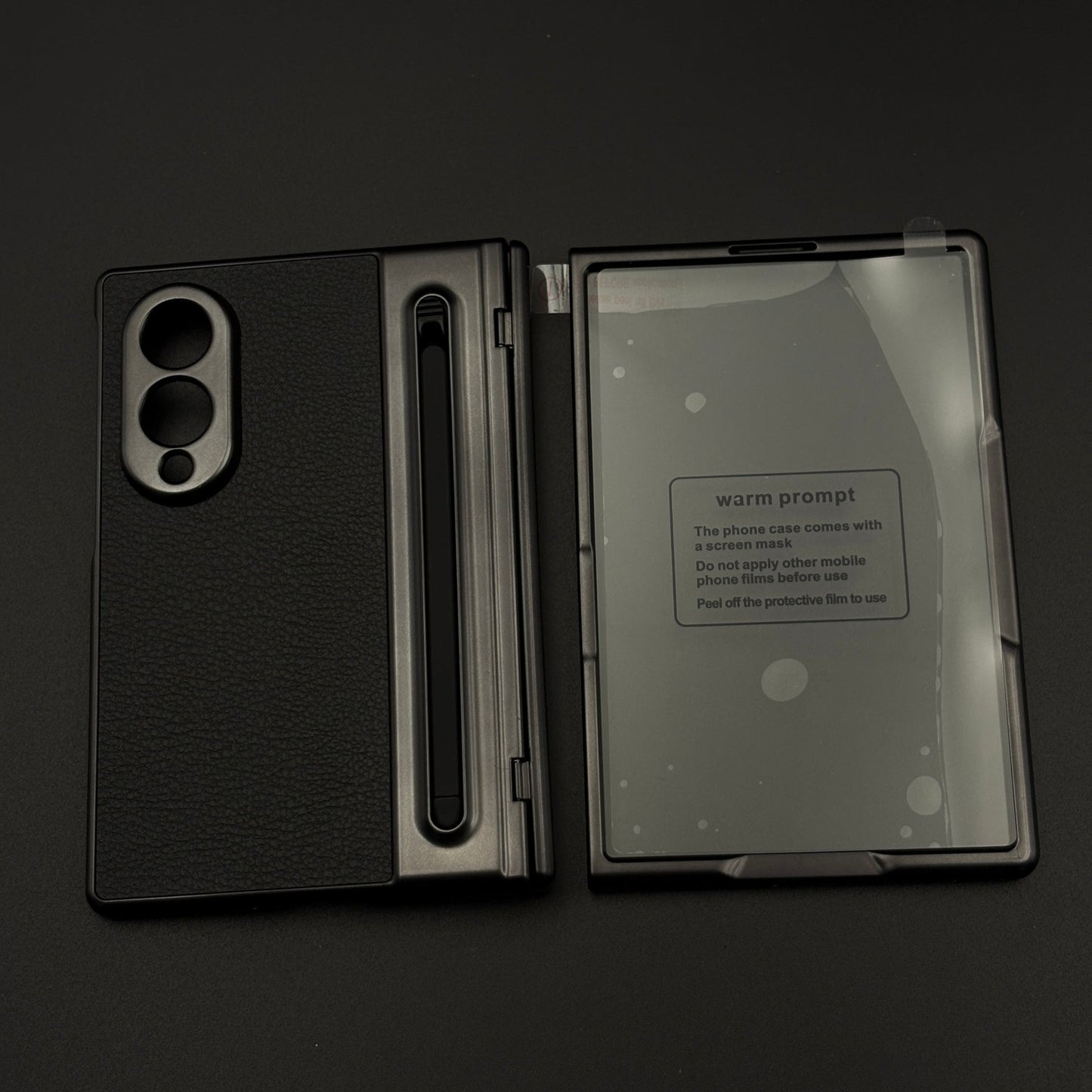 All-in-One Case | Leather Texture with Pen for Samsung Galaxy Z Fold 8 | Front Screen Protector & Side Hinge Protection