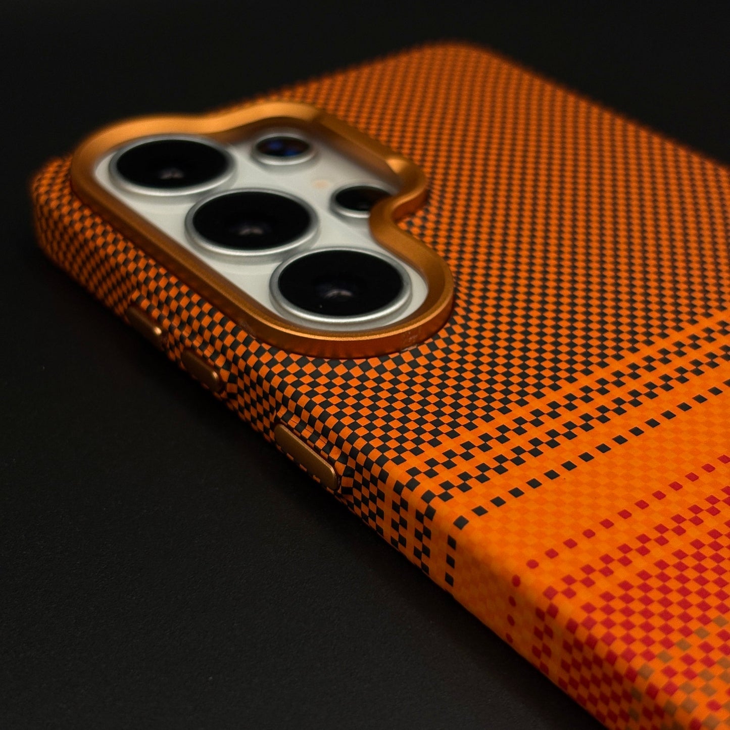 Sunset Orange Hidden MagSafe Carbon Fibre Feel Mobile Case Cover for Samsung Galaxy S26 Ultra | Slim Protective Shell