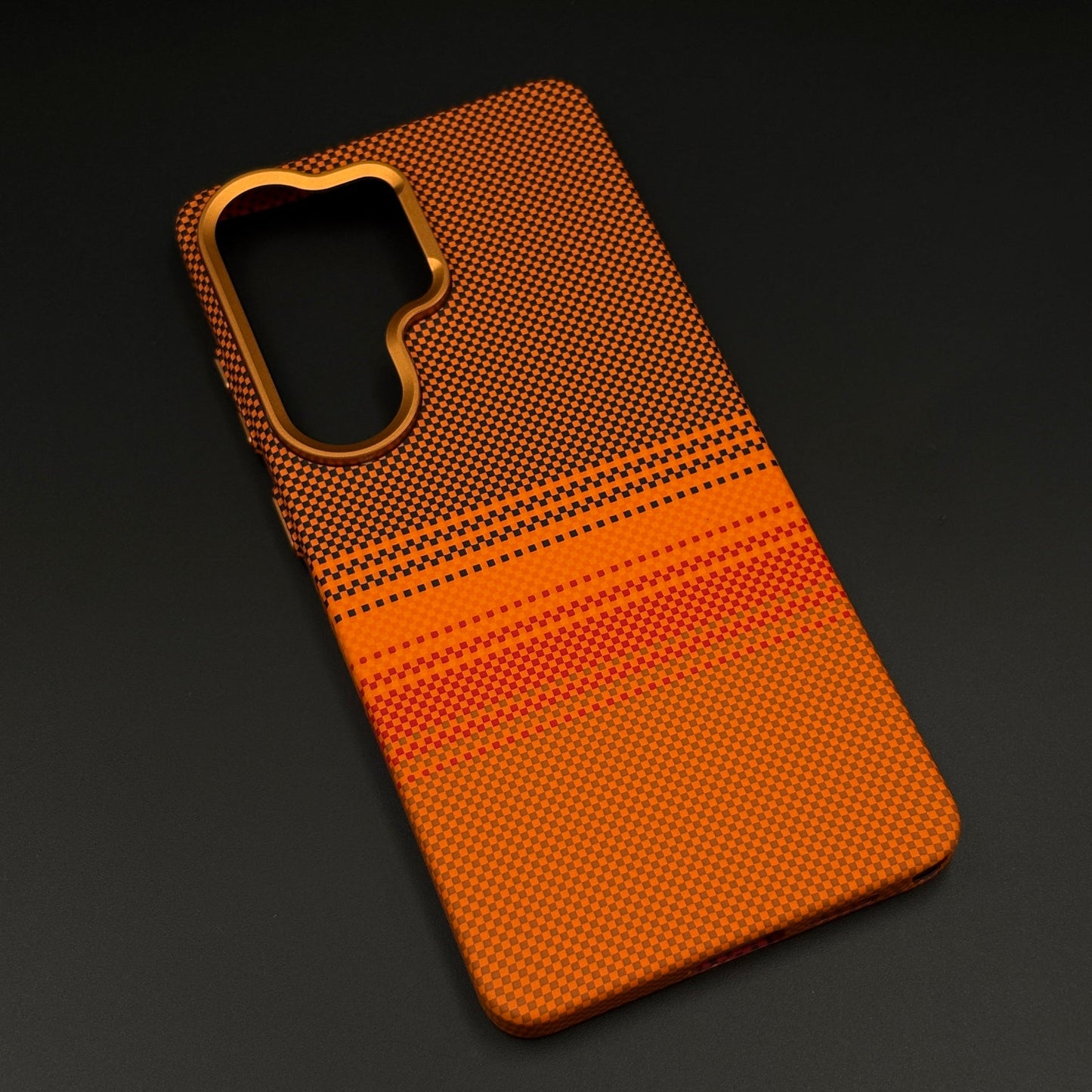 Sunset Orange Hidden MagSafe Carbon Fibre Feel Mobile Case Cover for Samsung Galaxy S26 Ultra | Slim Protective Shell