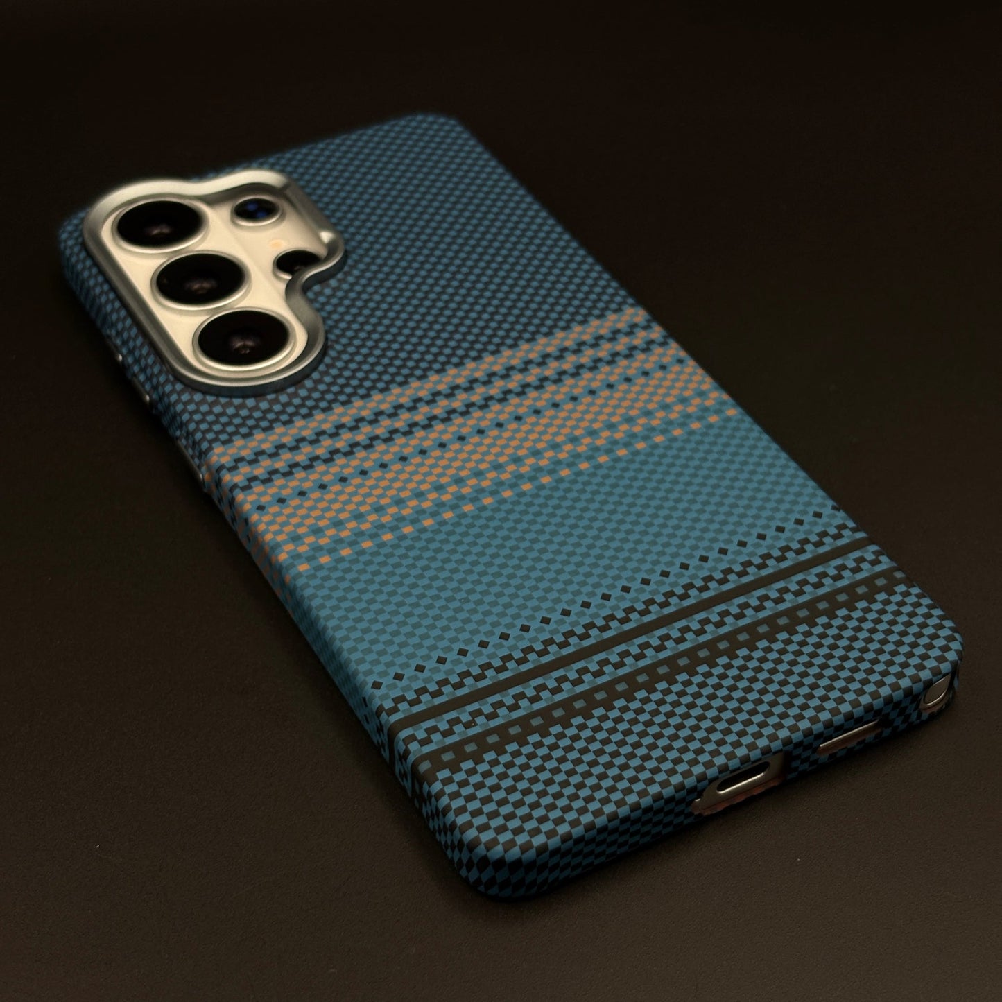 Teal Stripe Hidden MagSafe Carbon Fibre Feel Case for Samsung Galaxy S26 Ultra