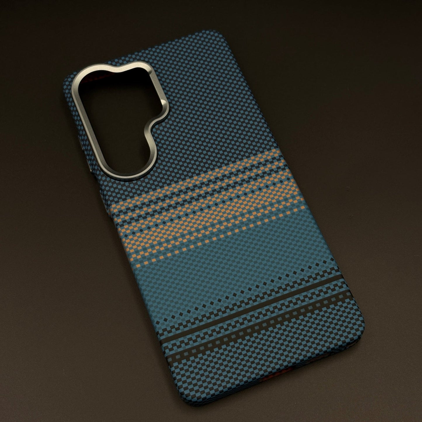 Teal Stripe Hidden MagSafe Carbon Fibre Feel Case for Samsung Galaxy S26 Ultra