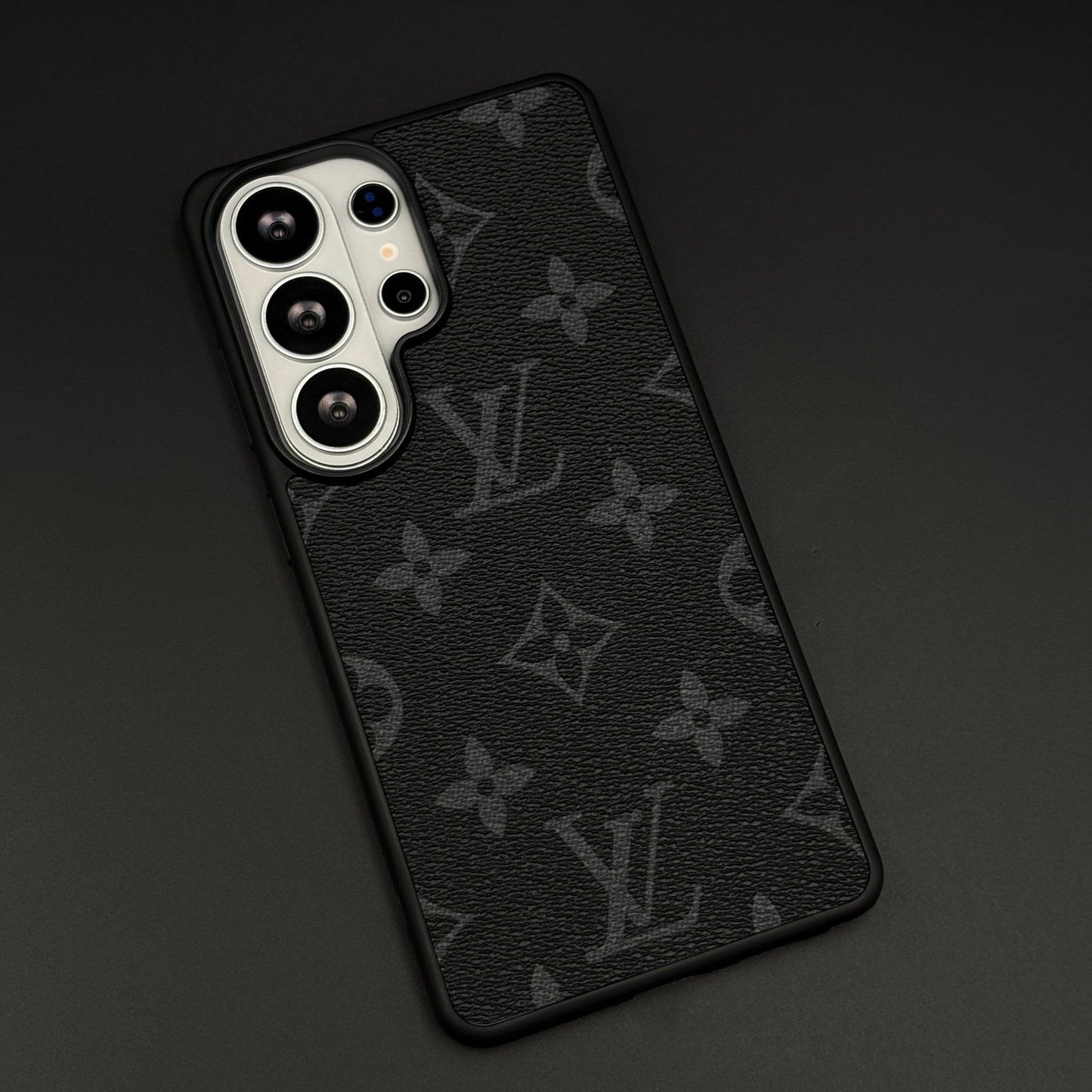 Luxury Brand Black Border PU Leather Case for Samsung Galaxy S26 Ultra | Designer Protective Cover