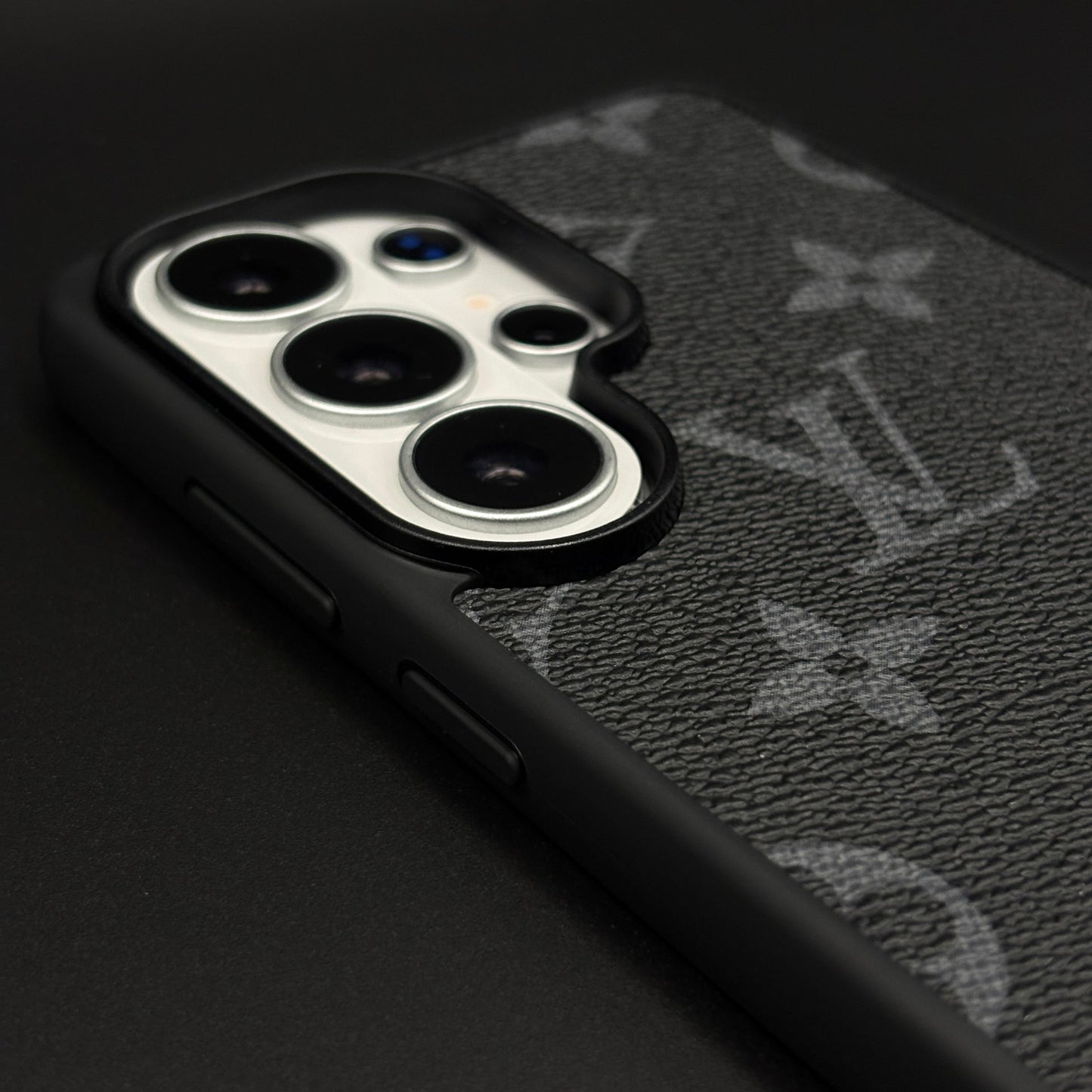 Luxury Brand Black Border PU Leather Case for Samsung Galaxy S26 Ultra | Designer Protective Cover