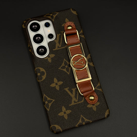 Luxury Brand Leather Case with Gold Buckle Strap for Samsung Galaxy S26 Ultra