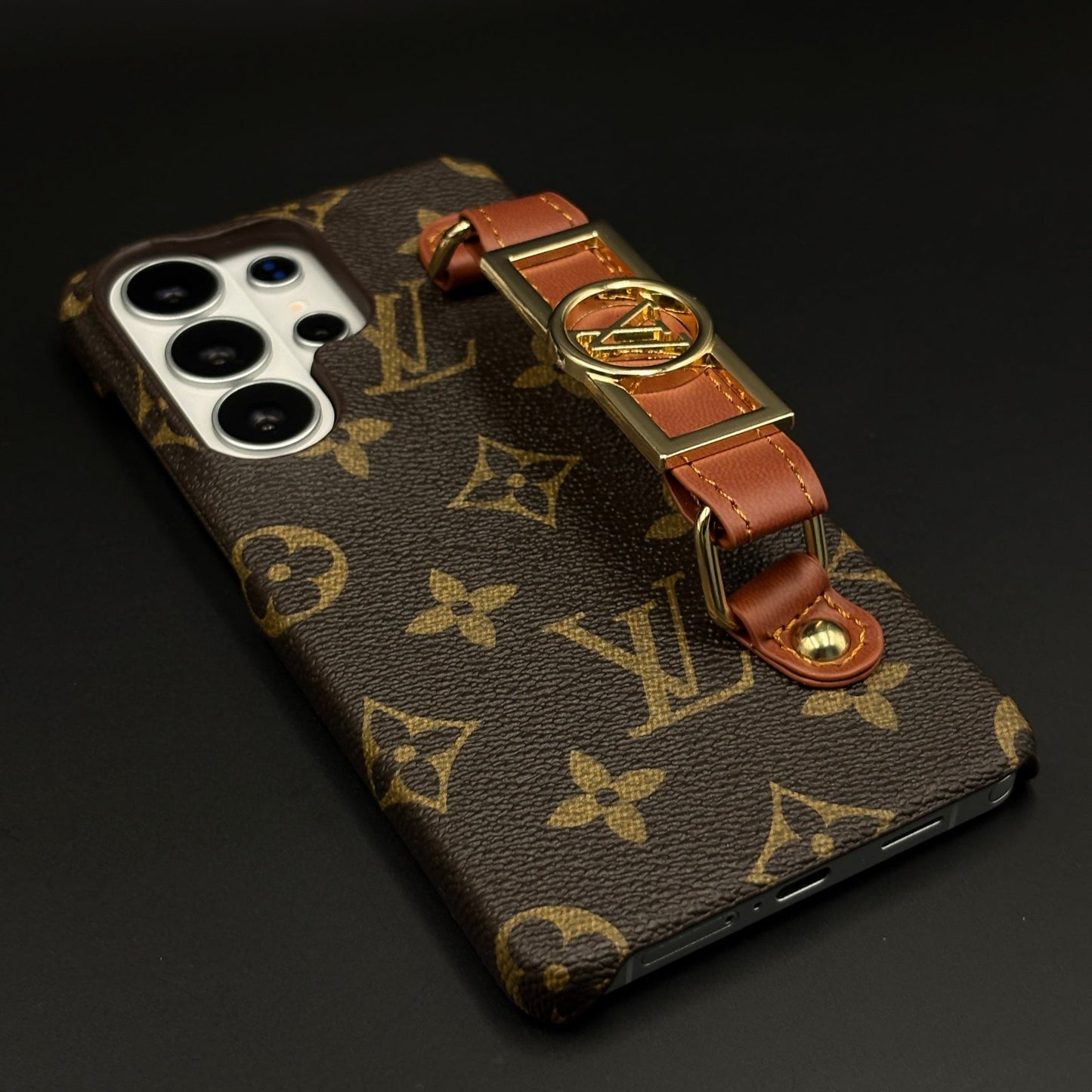 Luxury Brand Leather Case with Gold Buckle Strap for Samsung Galaxy S26 Ultra