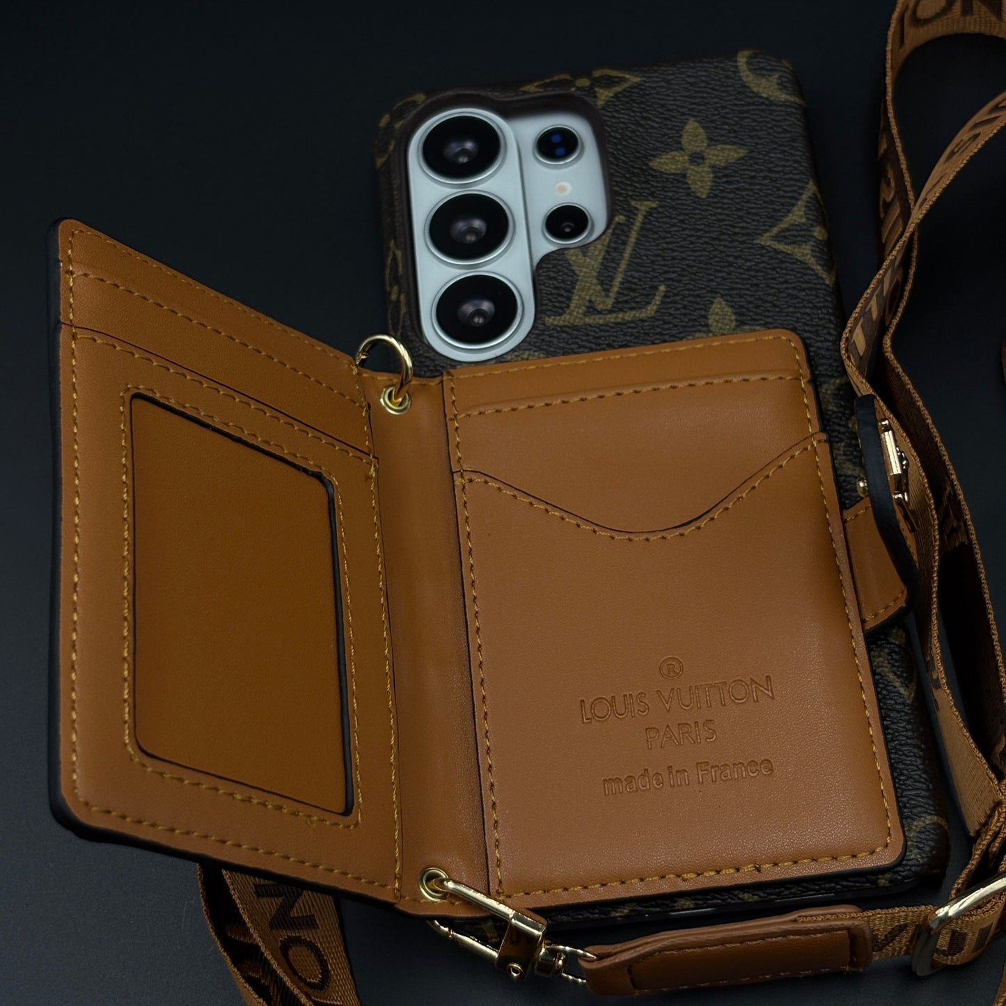 Luxury Brand Wallet Cardholder Leather Case with Crossbody Sling for Samsung Galaxy S26 Ultra