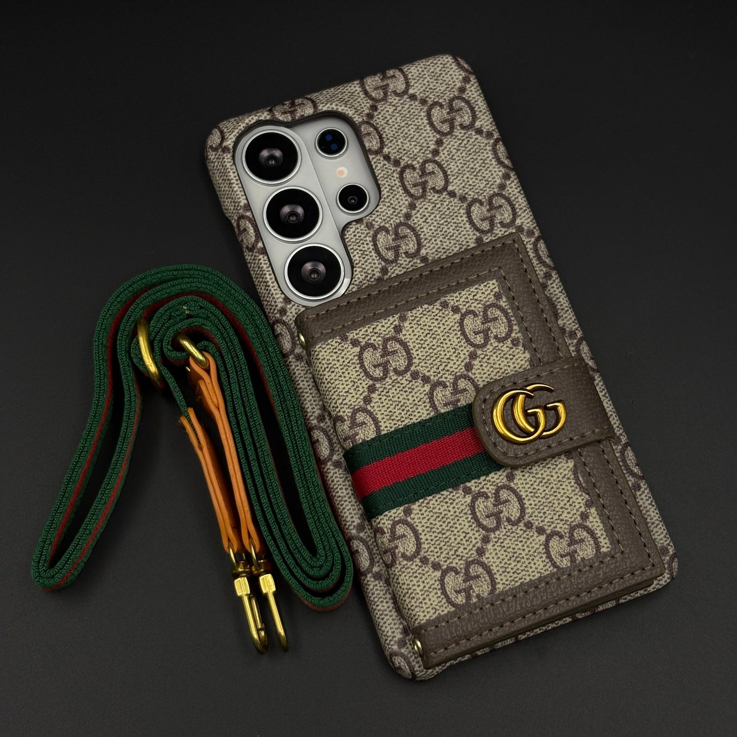 Luxury GG Wallet Case with Sling for Samsung Galaxy S26 Ultra | Crossbody Strap | Card Holder