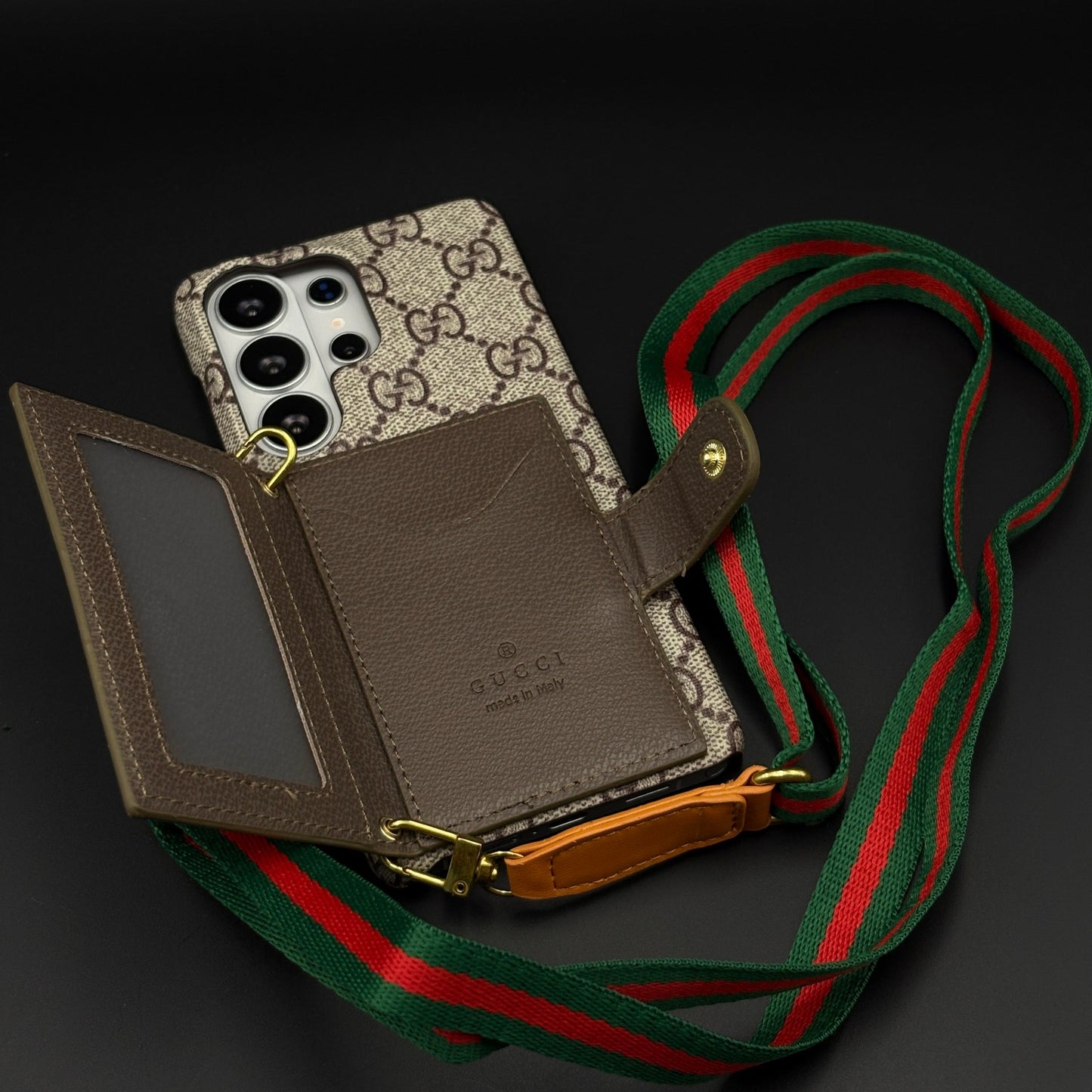 Luxury GG Wallet Case with Sling for Samsung Galaxy S26 Ultra | Crossbody Strap | Card Holder