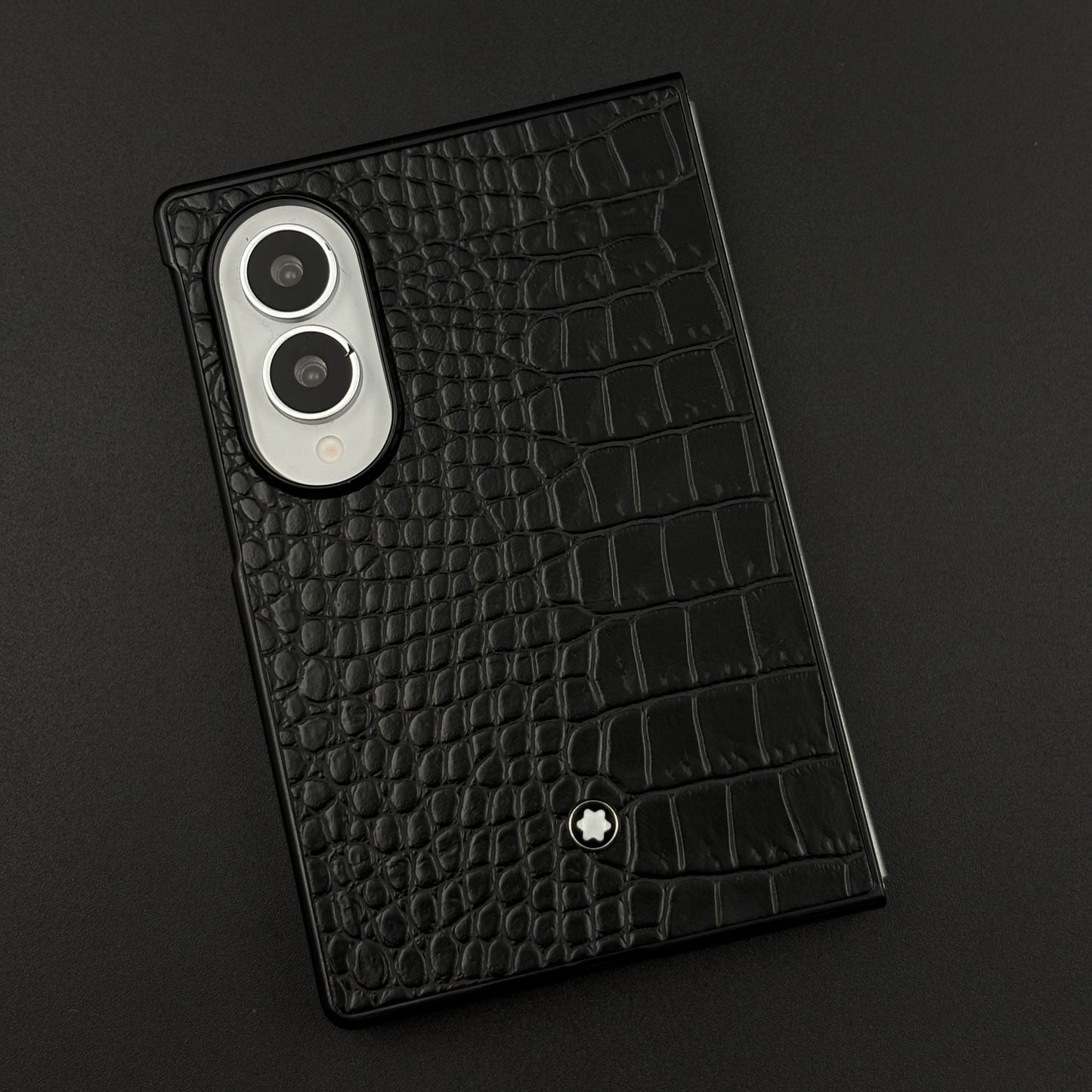 Croc Pattern MB Logo Case for Samsung Galaxy Z Fold 8 | Luxury Embossed Leather Protection