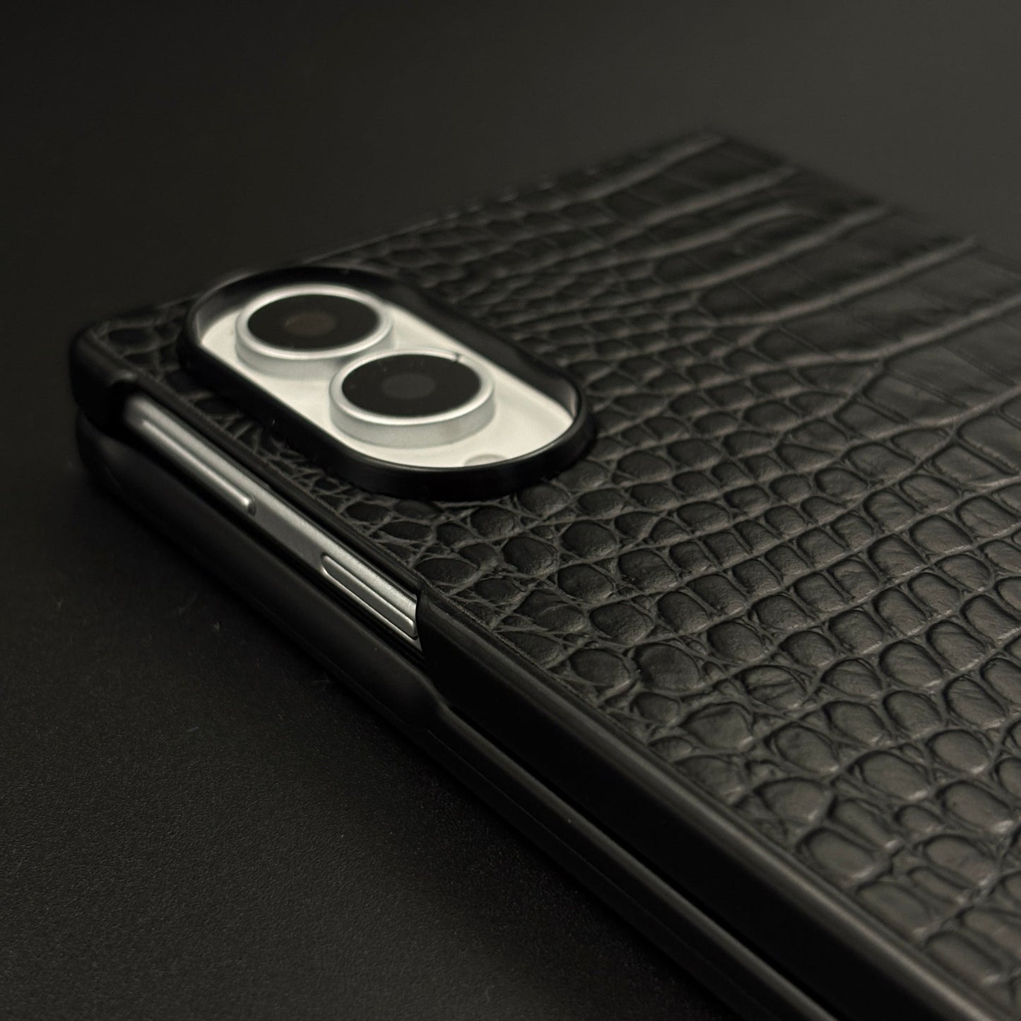 Croc Pattern MB Logo Case for Samsung Galaxy Z Fold 8 | Luxury Embossed Leather Protection