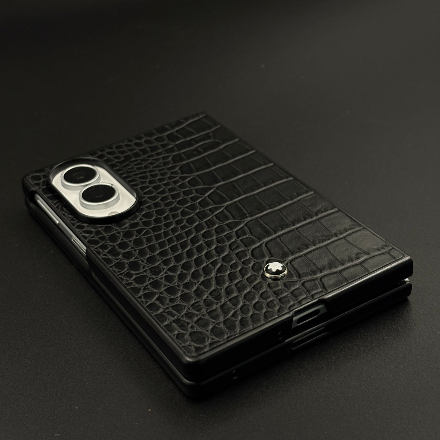 Croc Pattern MB Logo Case for Samsung Galaxy Z Fold 8 | Luxury Embossed Leather Protection