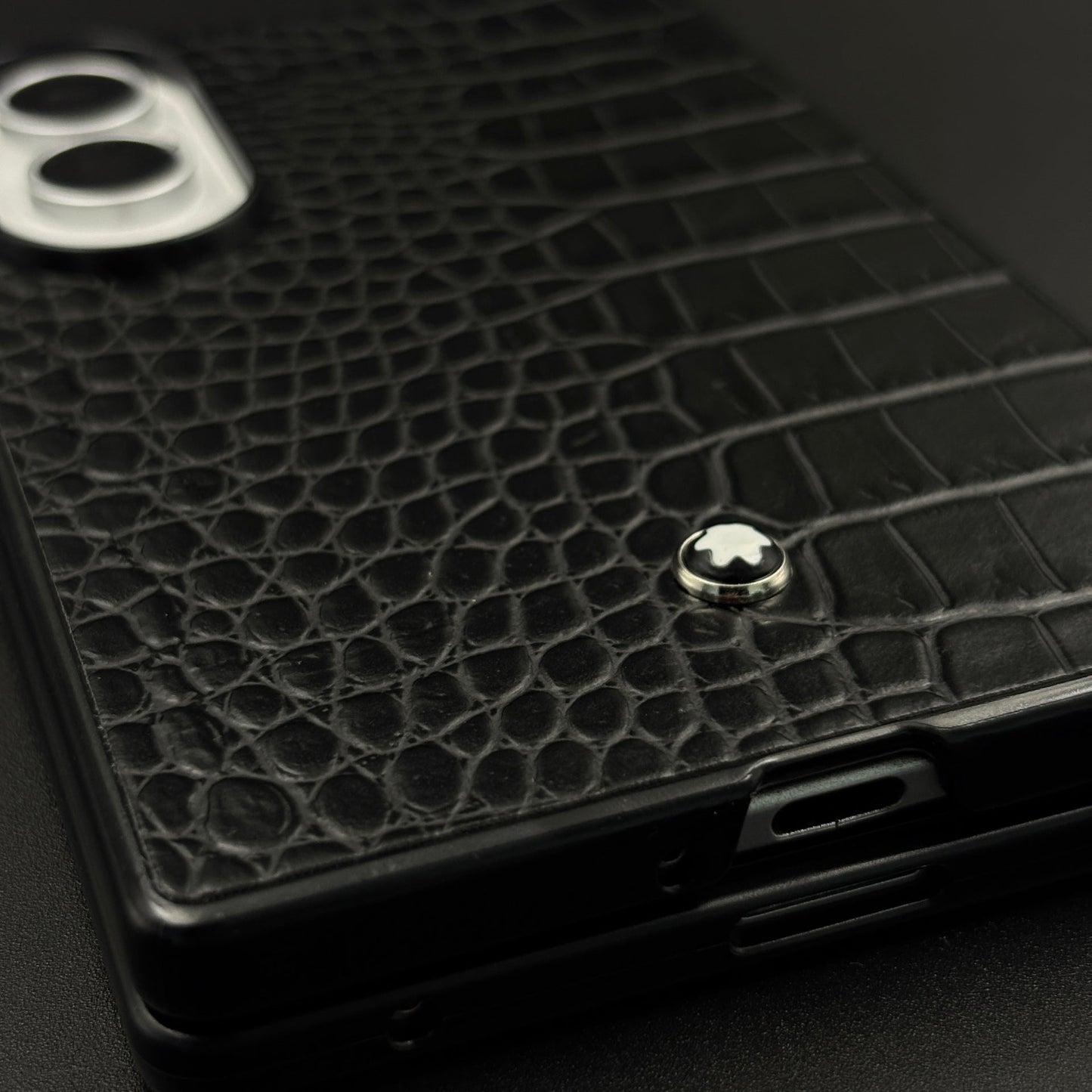 Croc Pattern MB Logo Case for Samsung Galaxy Z Fold 8 | Luxury Embossed Leather Protection