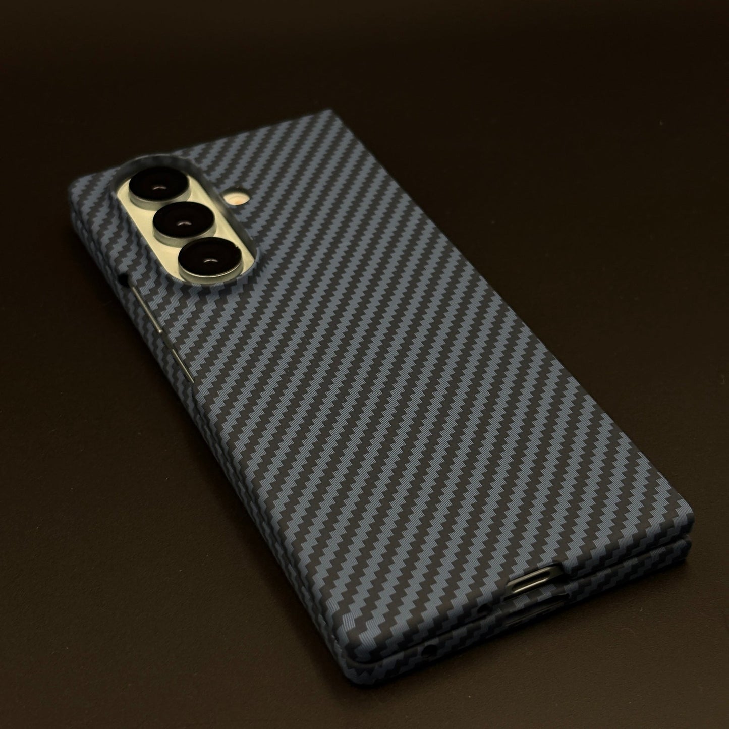 Deep Ocean Blue Hidden MagSafe Carbon Fibre Feel Mobile Case Cover for Samsung Galaxy Z Fold 7 | Slim Protection
