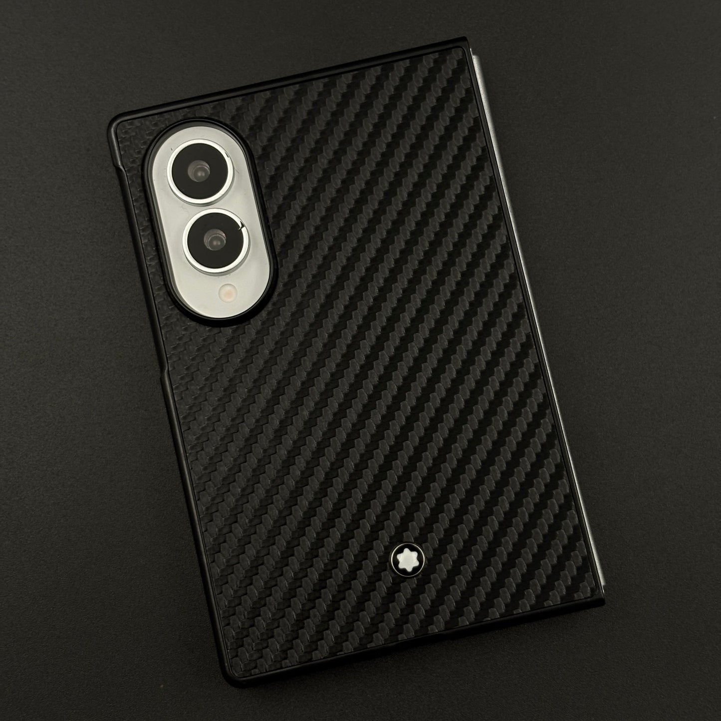 Carbon Fibre MB Logo Case for Samsung Galaxy Z Fold 8 | Luxury Embossed Leather Protection