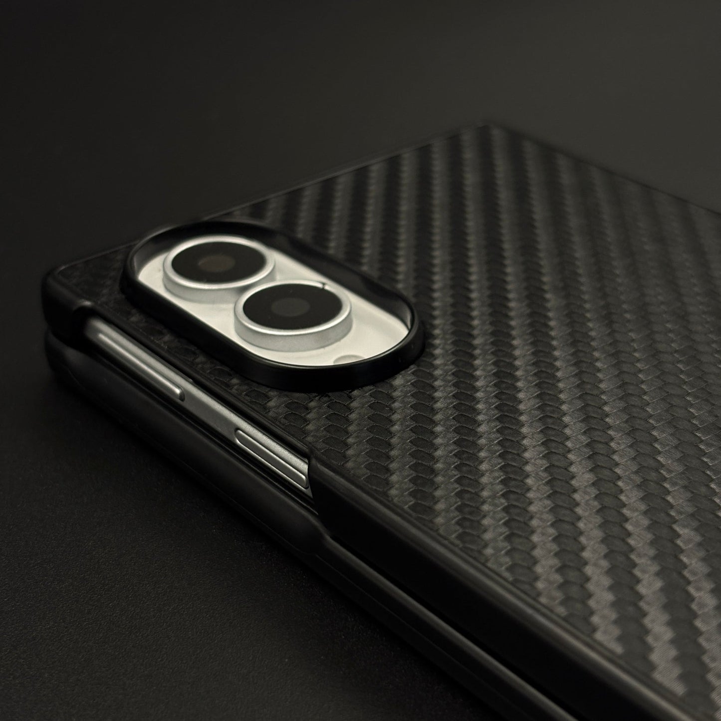 Carbon Fibre MB Logo Case for Samsung Galaxy Z Fold 8 | Luxury Embossed Leather Protection