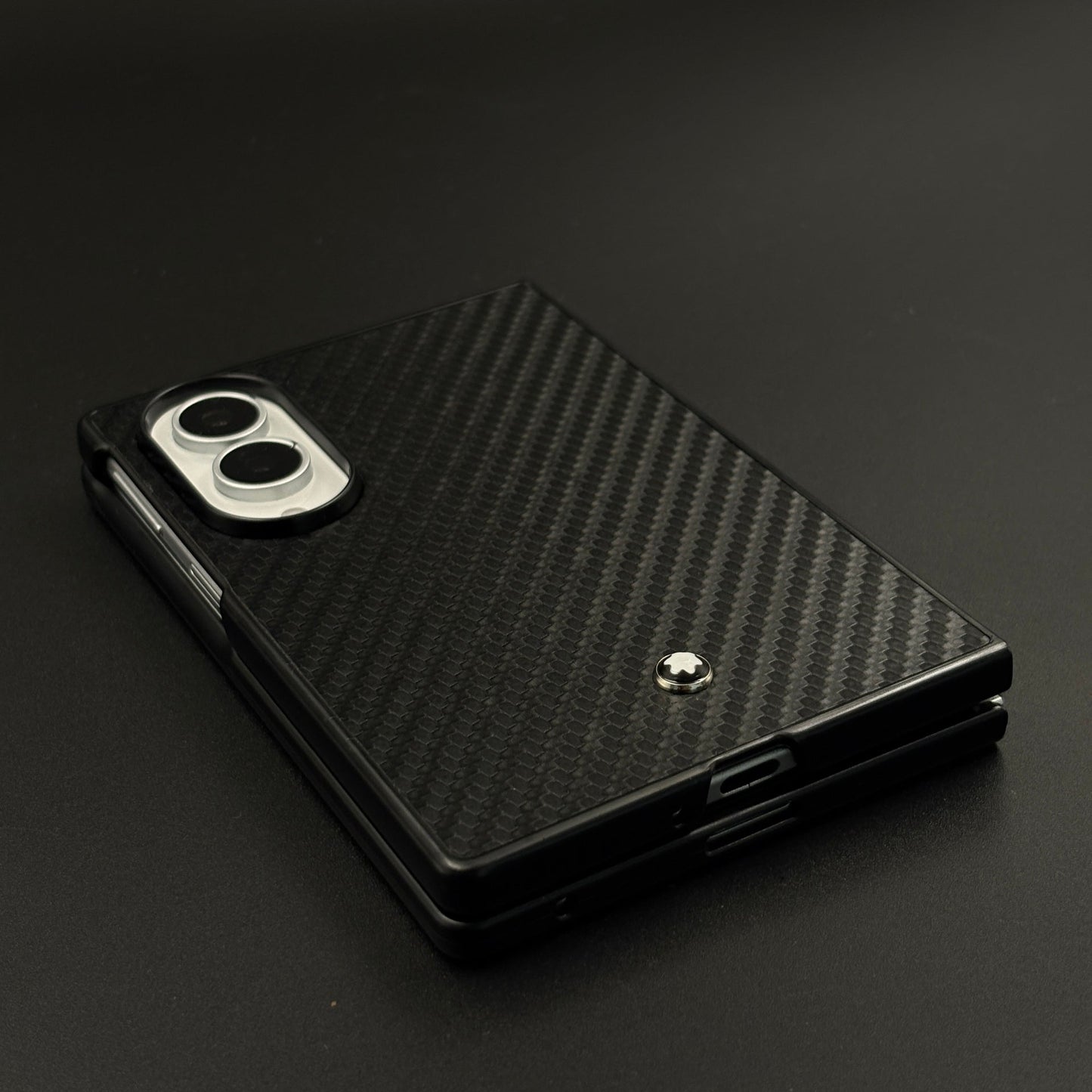 Carbon Fibre MB Logo Case for Samsung Galaxy Z Fold 8 | Luxury Embossed Leather Protection