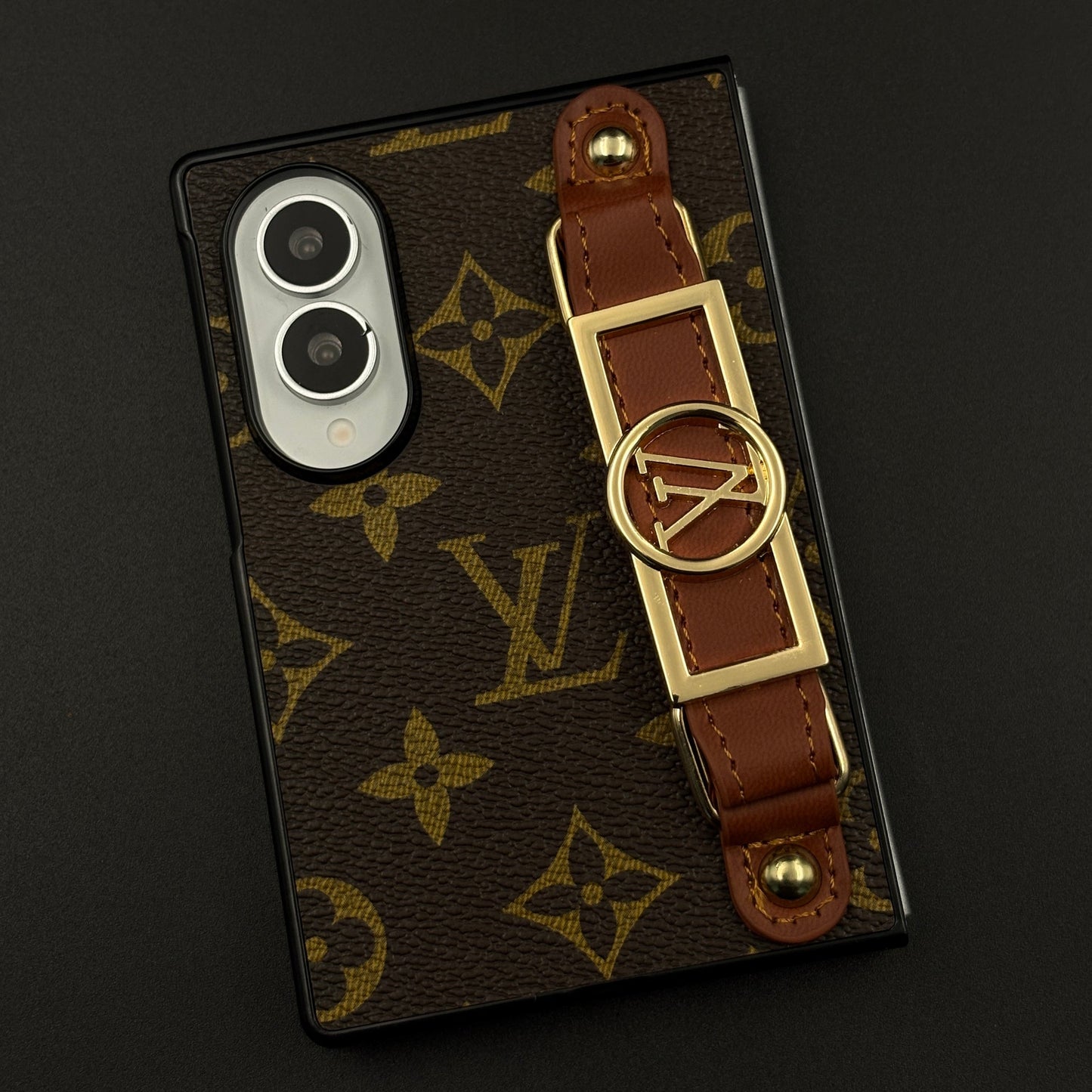 Luxury Brand Leather Case with Gold Buckle  Belt Strap for Samsung Galaxy Z Fold 8