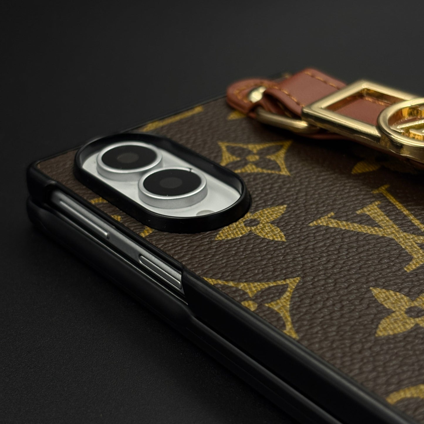 Luxury Brand Leather Case with Gold Buckle  Belt Strap for Samsung Galaxy Z Fold 8