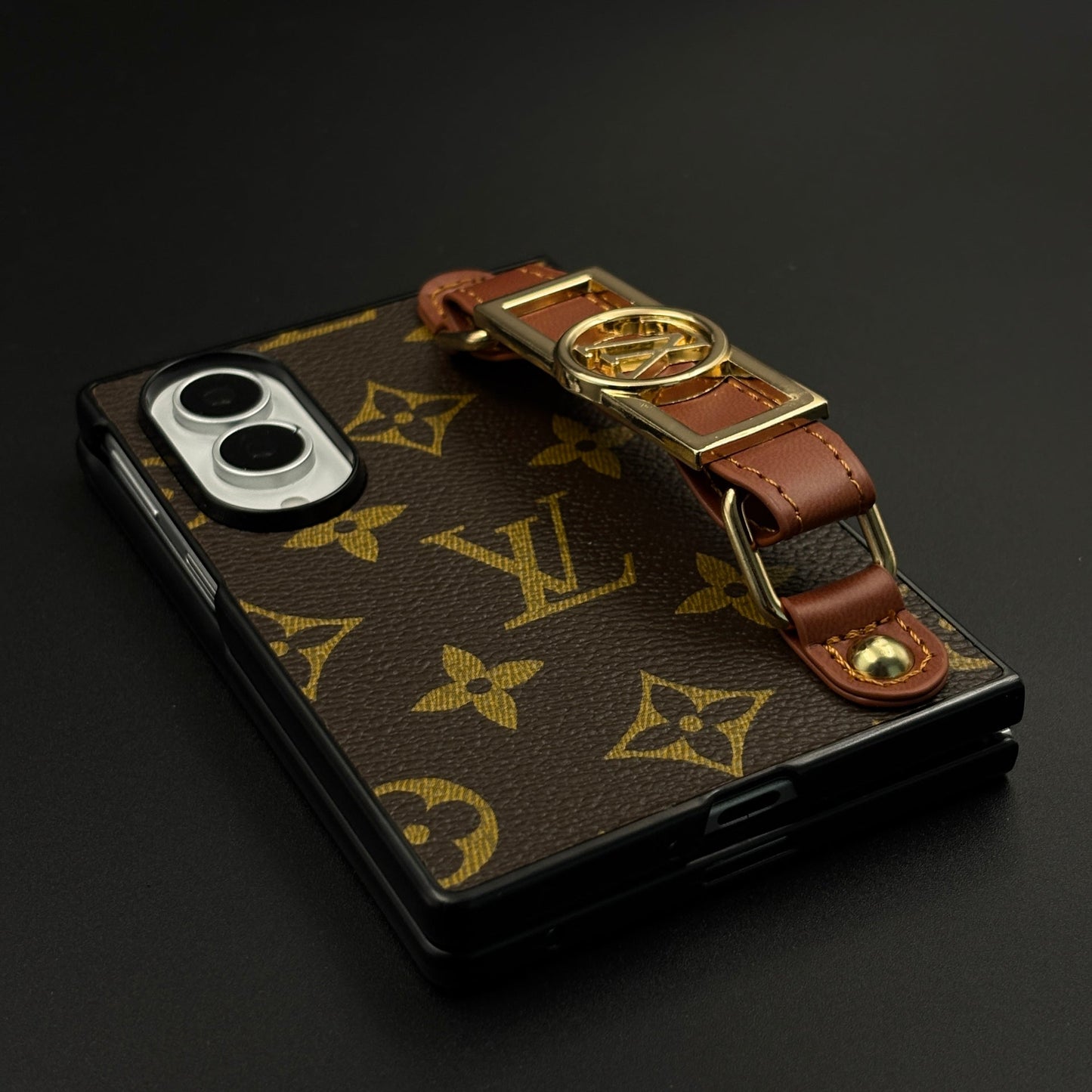 Luxury Brand Leather Case with Gold Buckle  Belt Strap for Samsung Galaxy Z Fold 8