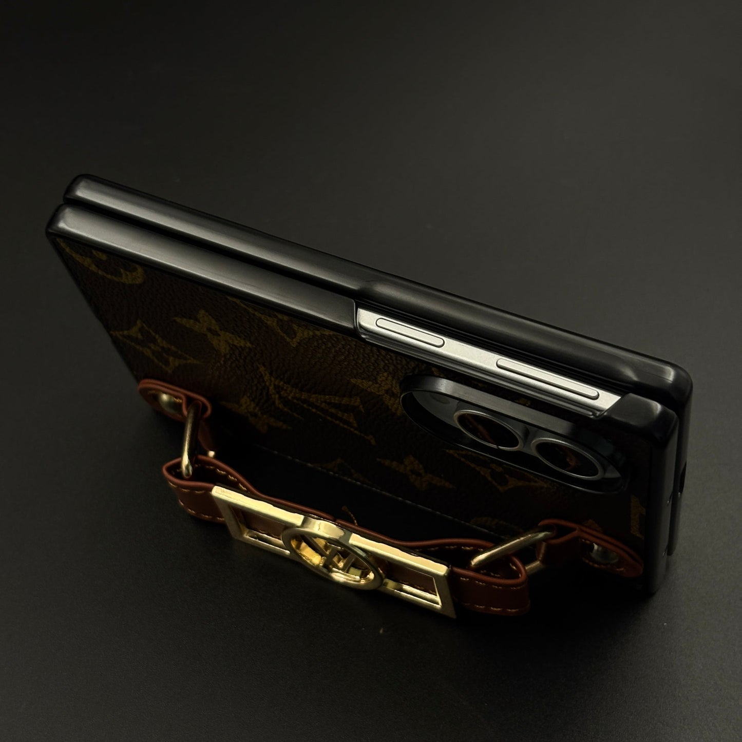 Luxury Brand Leather Case with Gold Buckle  Belt Strap for Samsung Galaxy Z Fold 8