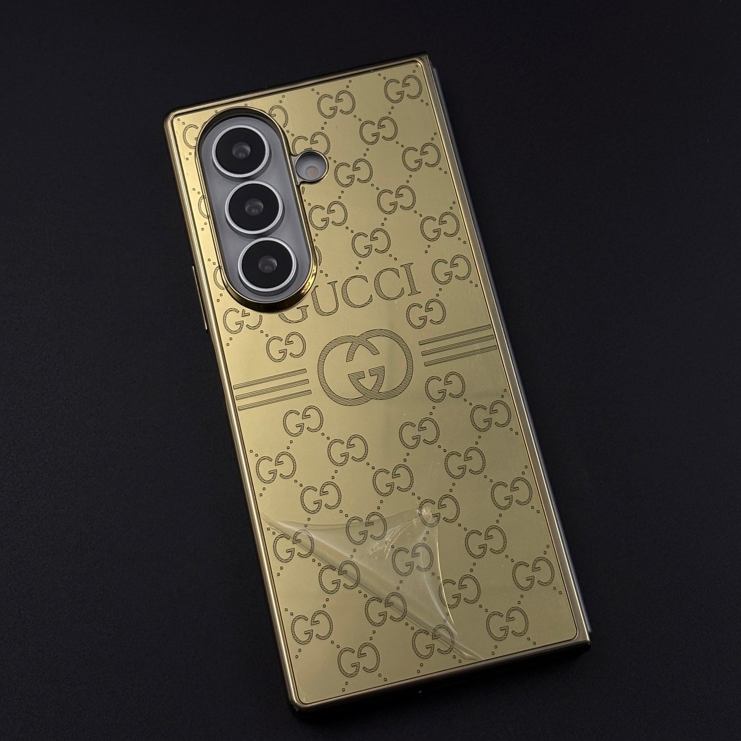 Handcrafted 24K Gold-Plated GG Pattern Case for Samsung Galaxy Z Fold 8 Ultra