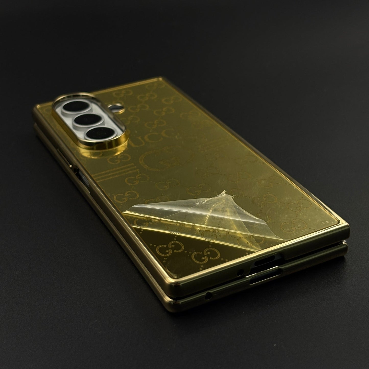 Handcrafted 24K Gold-Plated GG Pattern Case for Samsung Galaxy Z Fold 8 Ultra
